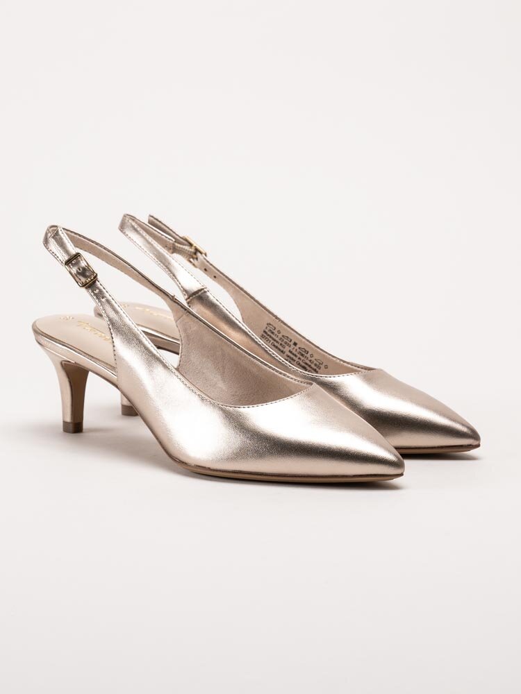 Tamaris - Guldfärgade slingback pumps