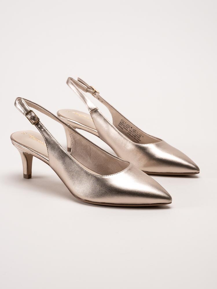 Tamaris - Guldfärgade slingback pumps