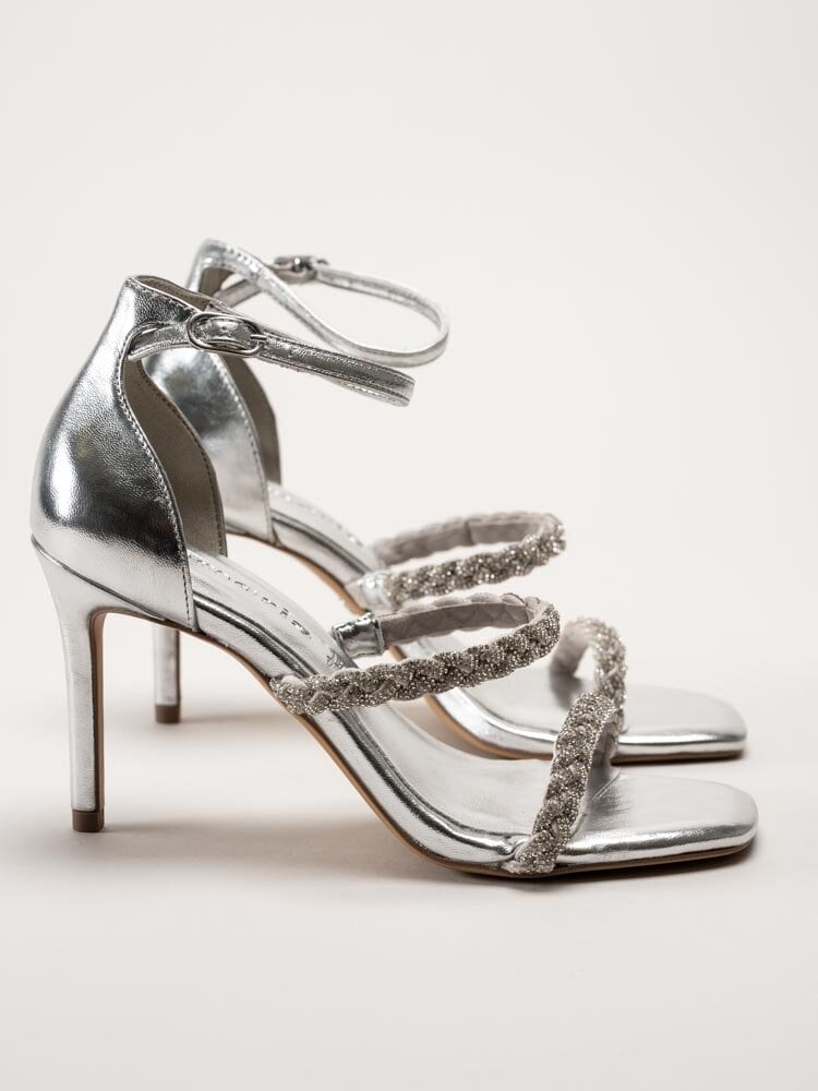 Tamaris - Silvermetallic sandaletter med glitter