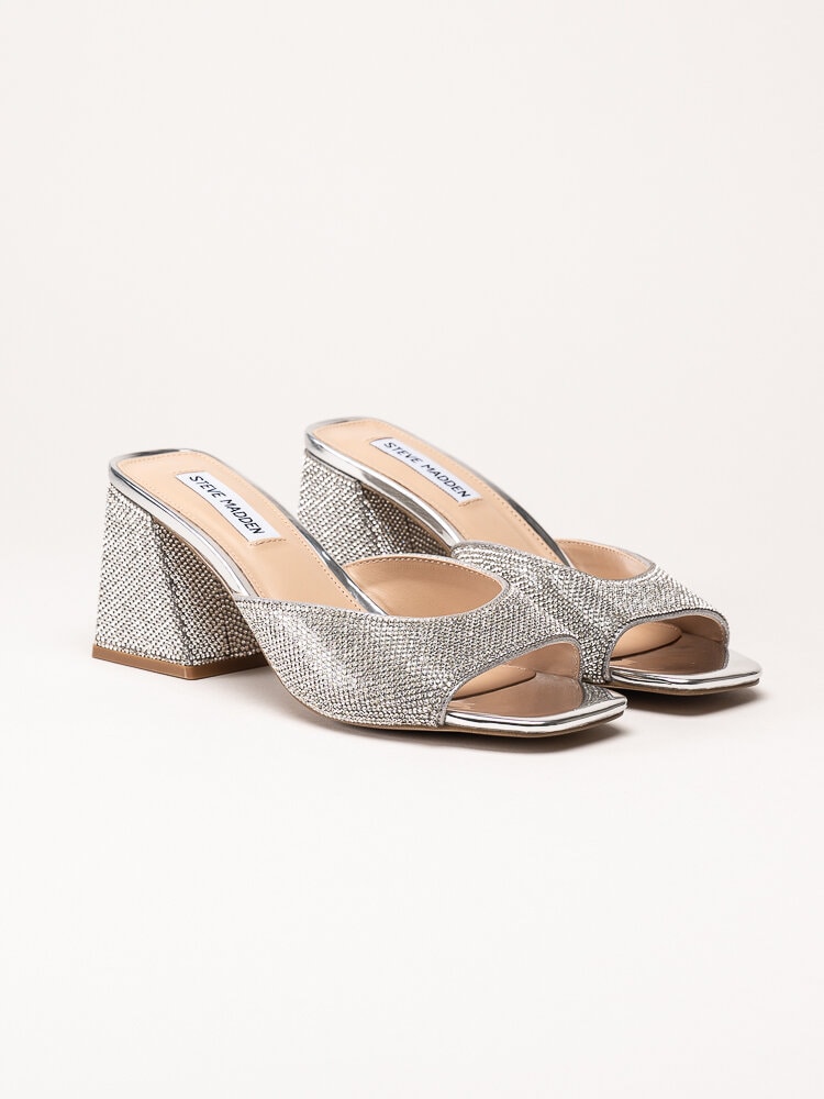 Steve Madden - Glowing-R - Silverfärgade mules med strass