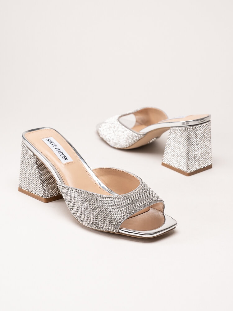 Steve Madden - Glowing-R - Silverfärgade mules med strass