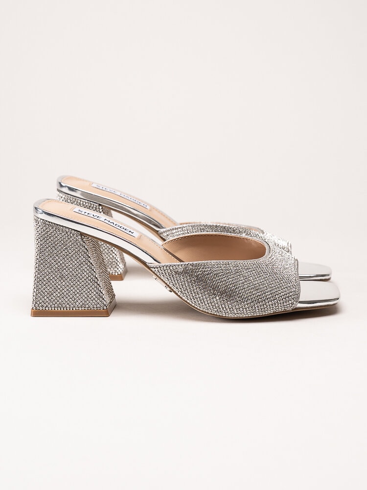 Steve Madden - Glowing-R - Silverfärgade mules med strass