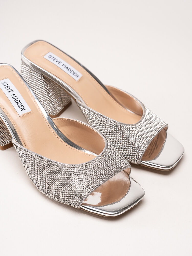 Steve Madden - Glowing-R - Silverfärgade mules med strass