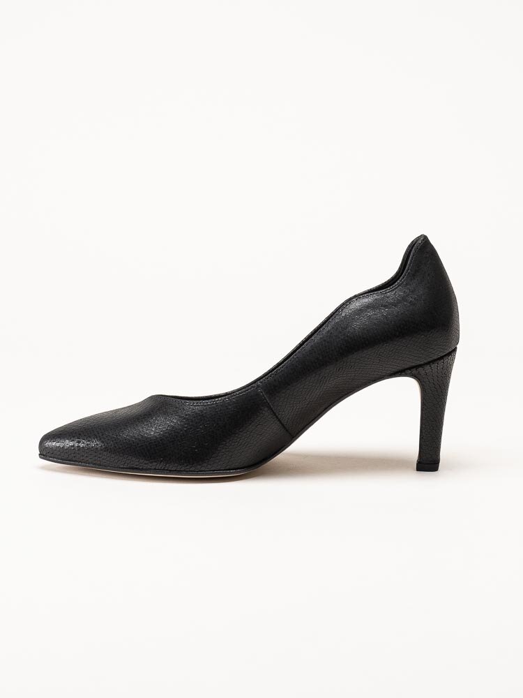 Gabor - Svarta pumps i skinn med reptilmönster