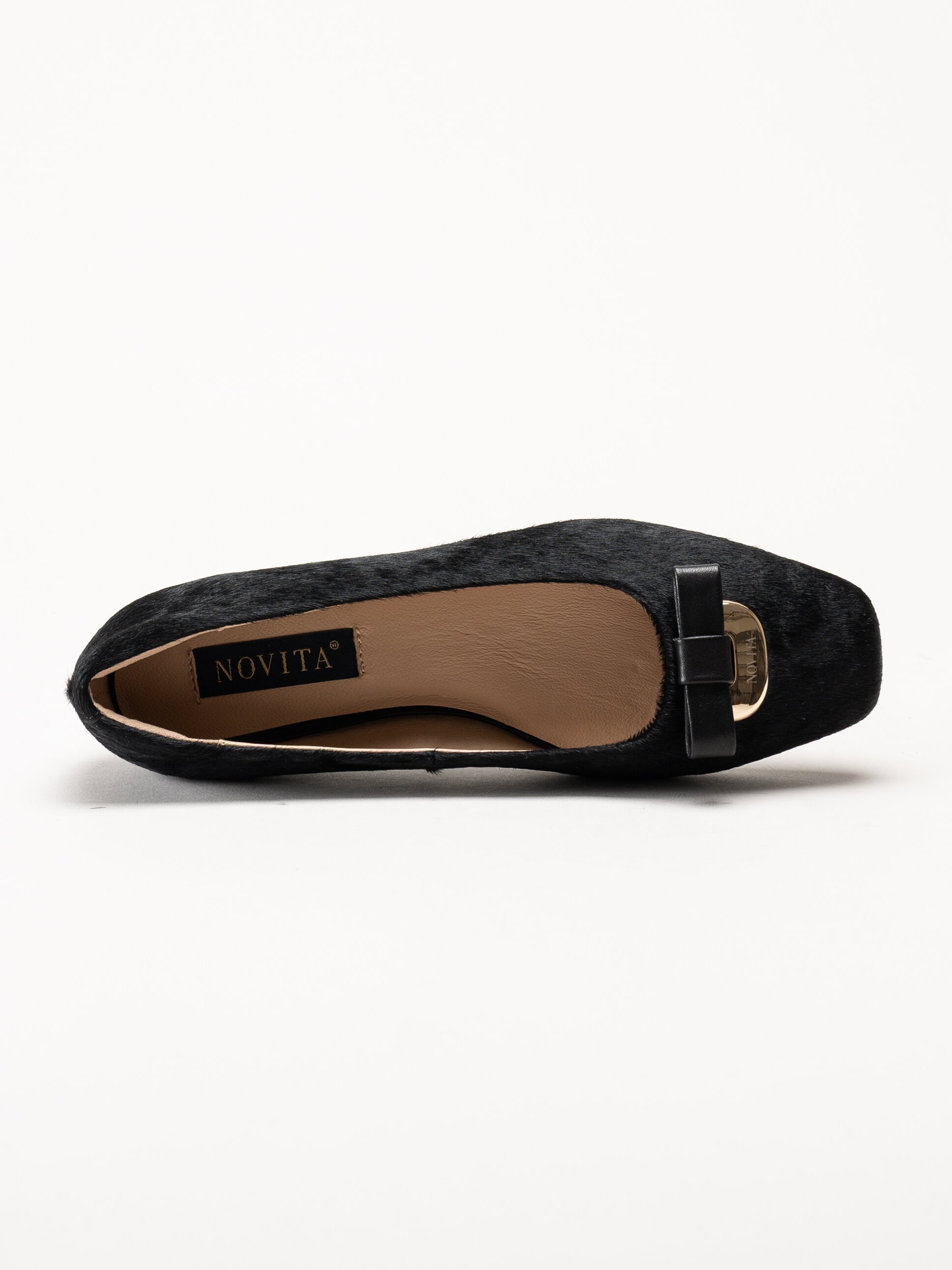 Novita - Manarola Pony - Svarta ballerina i koskinn