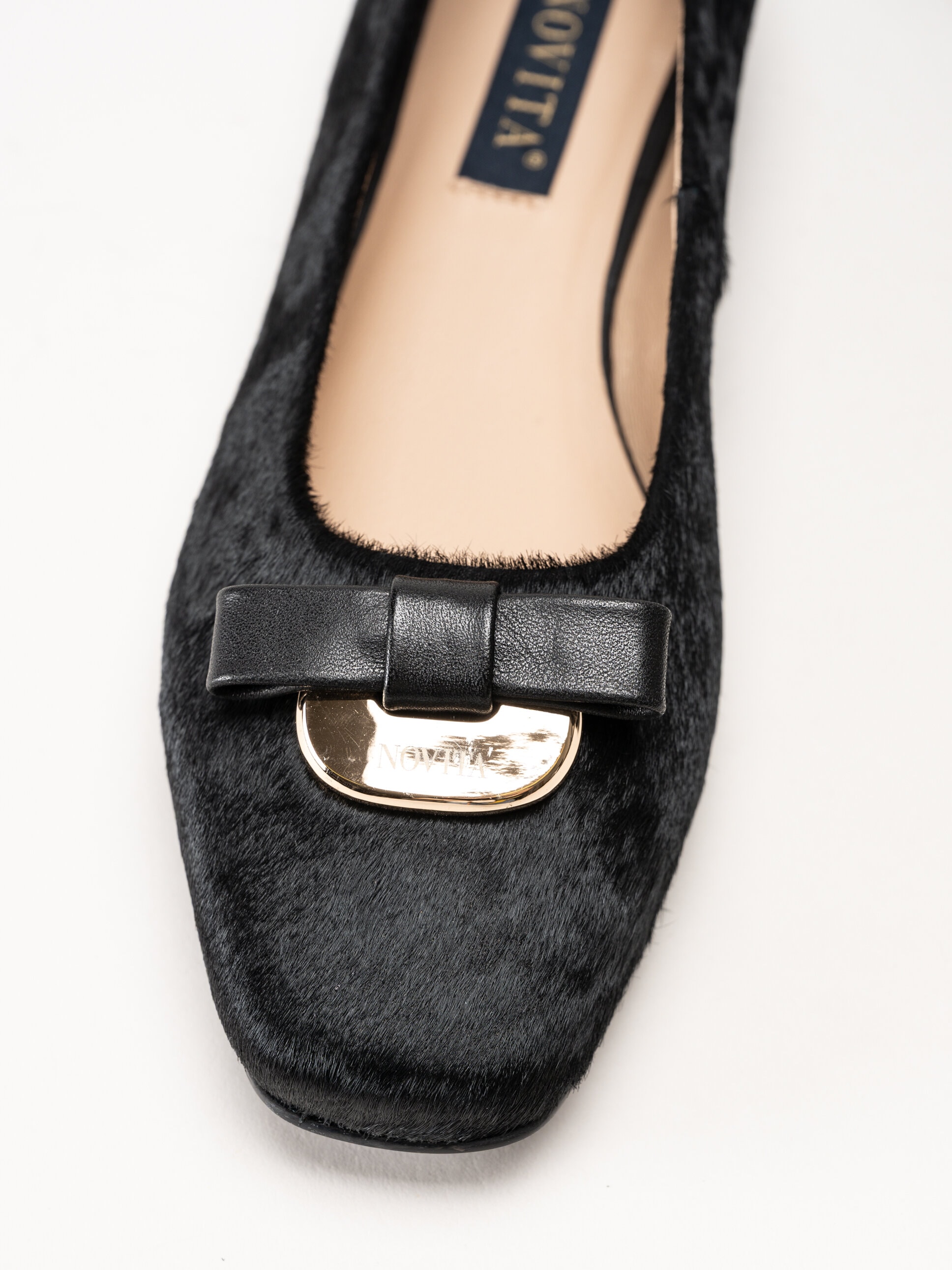 Novita - Manarola Pony - Svarta ballerina i koskinn