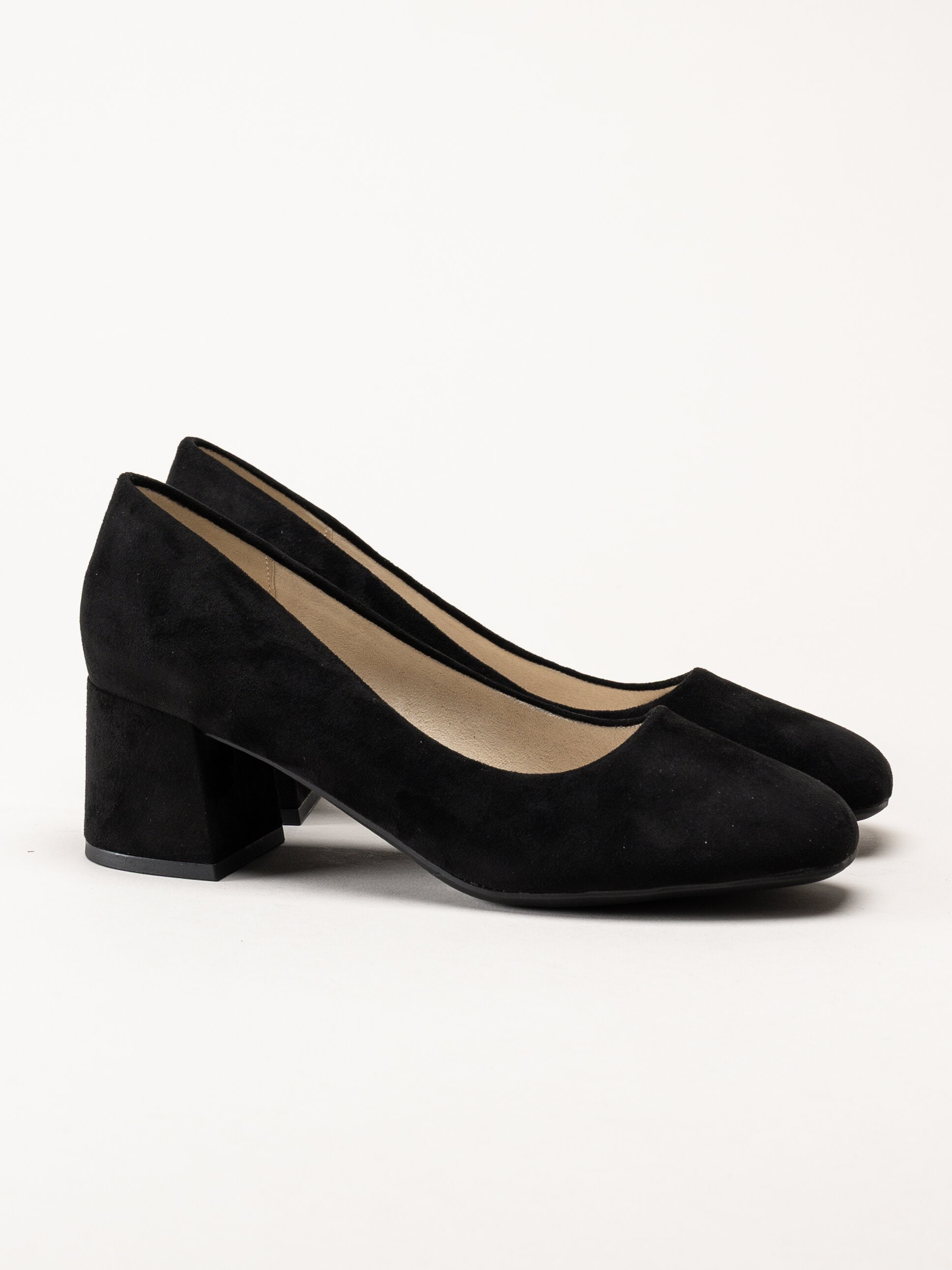 Rieker - Svarta pumps i microtextil
