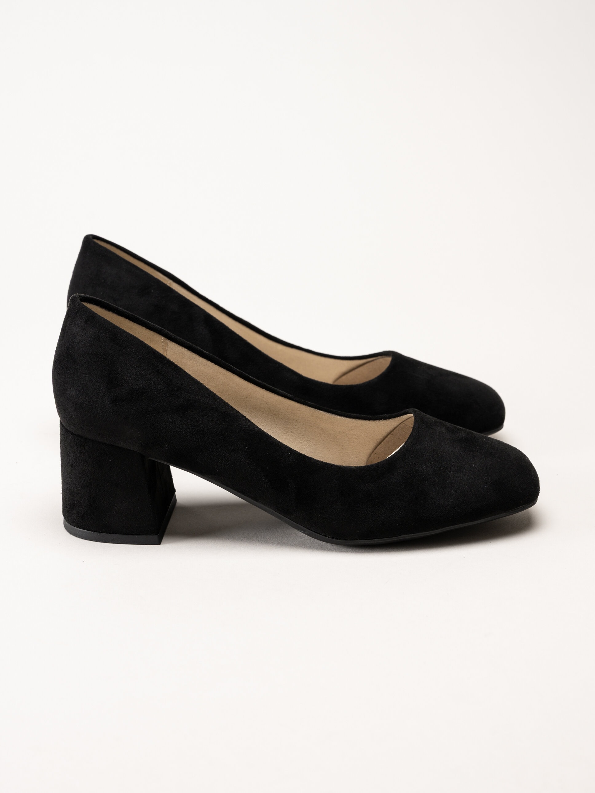 Rieker - Svarta pumps i microtextil