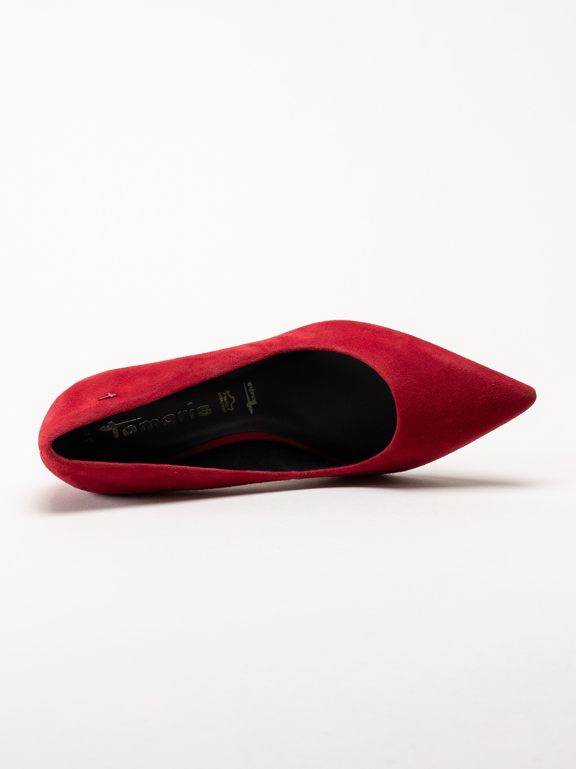 Tamaris - Röda pumps i mocka