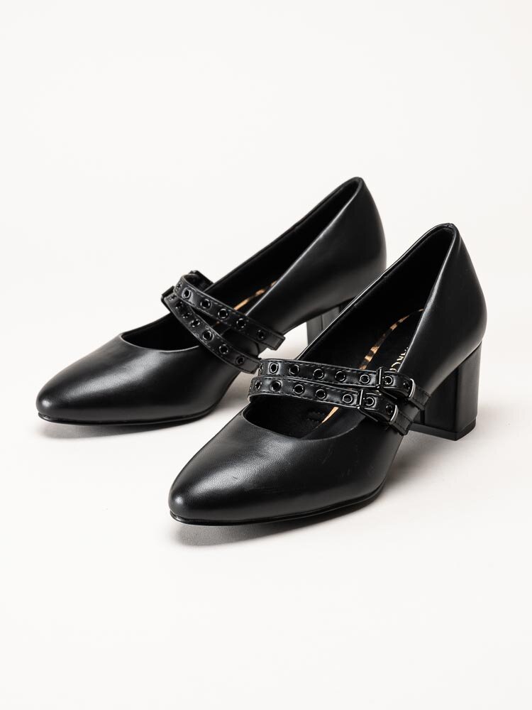 Marco Tozzi - Svarta pumps med slejf