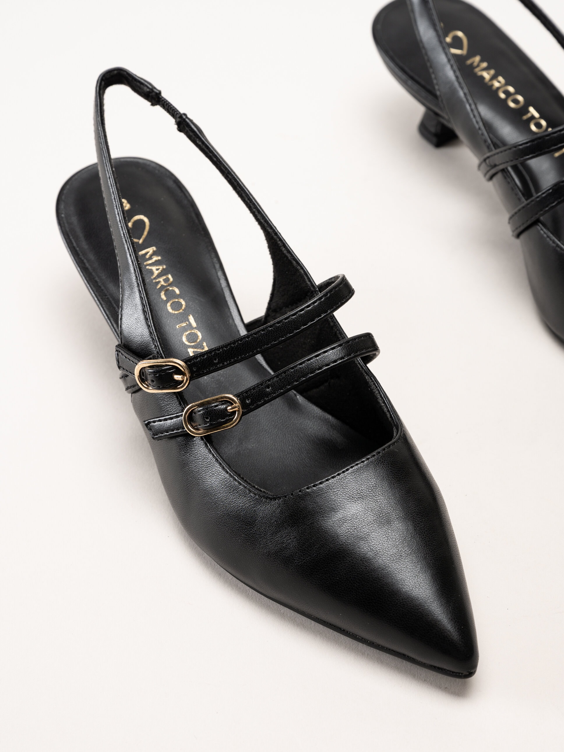 Marco Tozzi - Svarta slingback pumps med taxklack