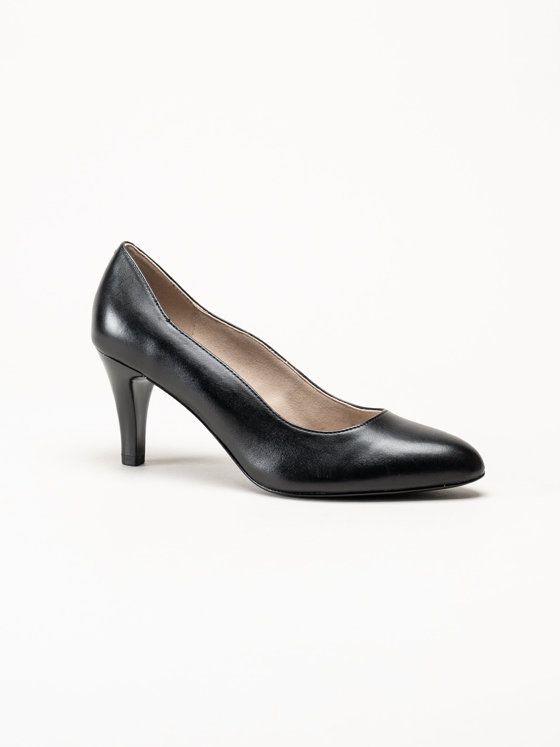 Caprice - Svarta pumps i skinn