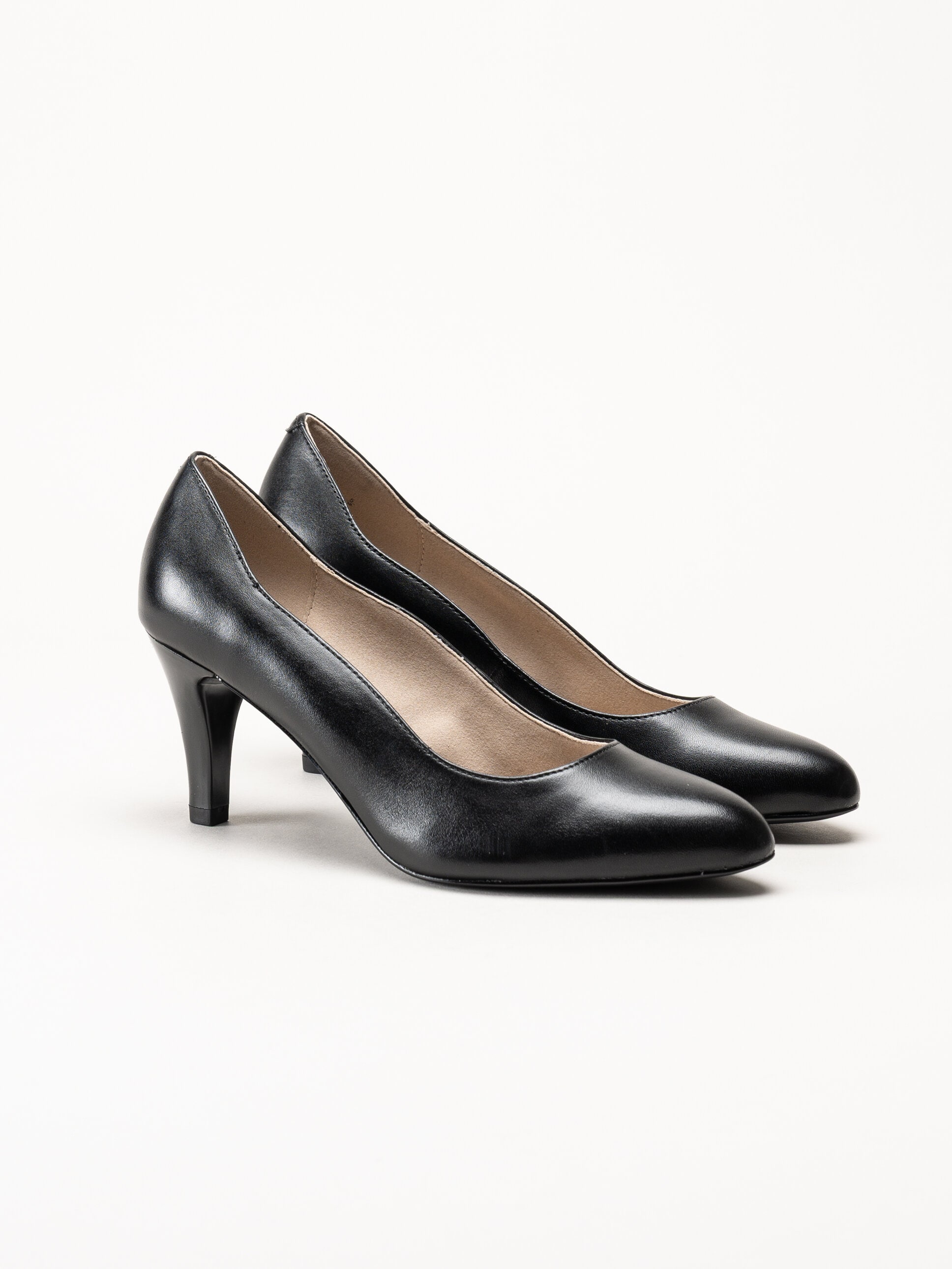 Caprice - Svarta pumps i skinn