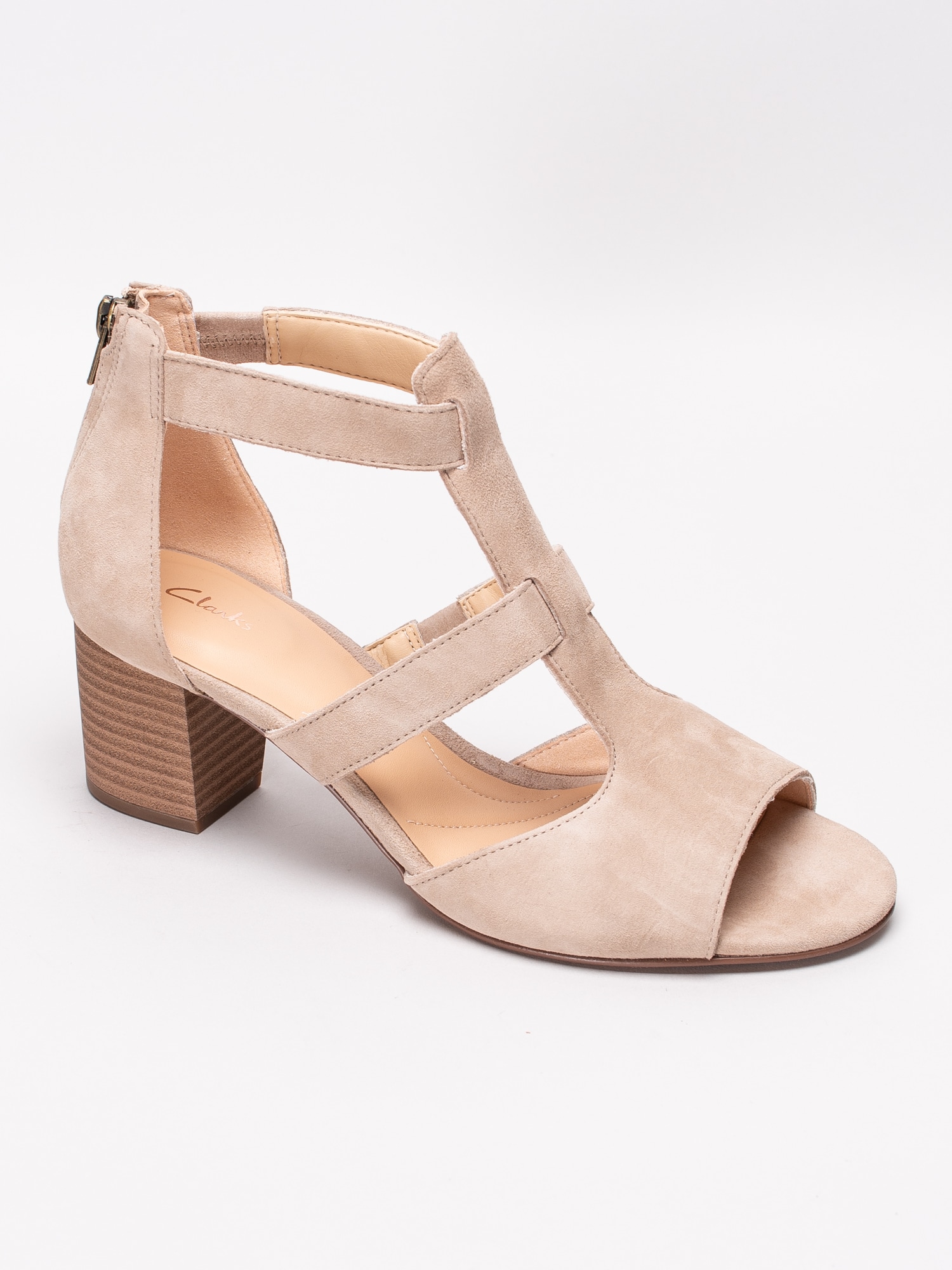 06191013 Clarks Deloria Fae 26141571 beige sandaletter med T-slejf och dragkedja-1