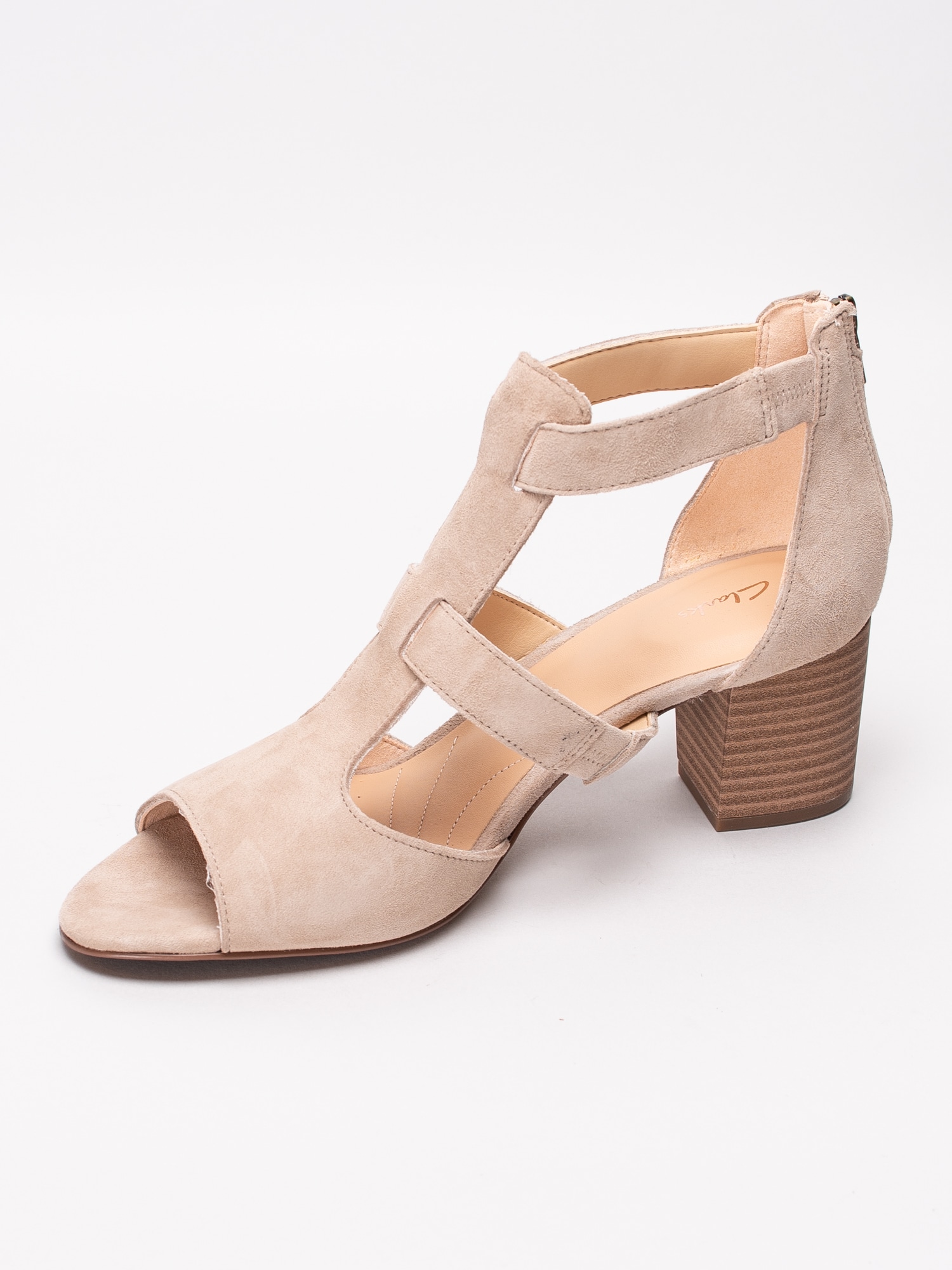 06191013 Clarks Deloria Fae 26141571 beige sandaletter med T-slejf och dragkedja-2