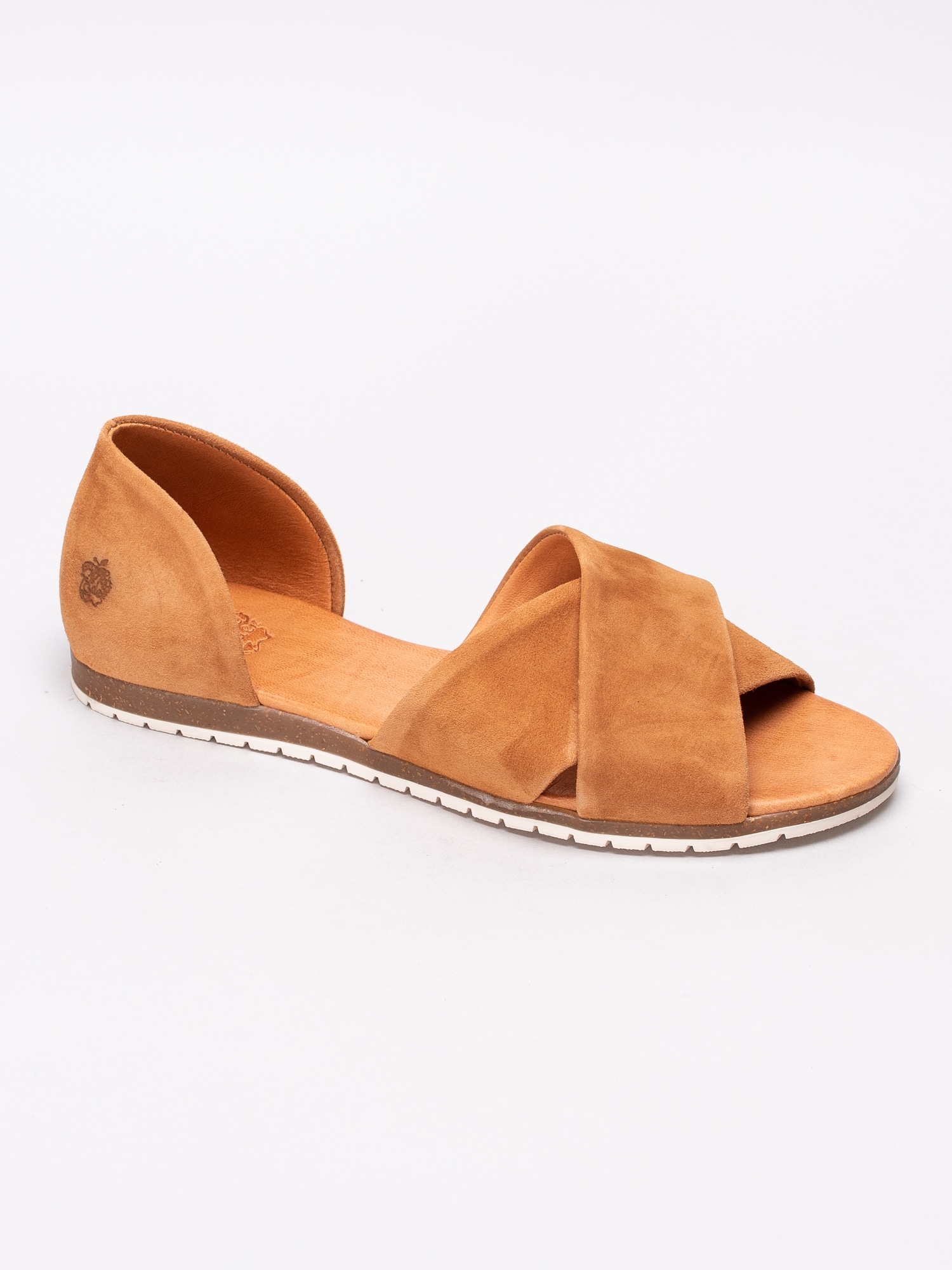 06191019 Apple of Eden Chiusi Cognac bruna ballerinaskor med korsade band-1