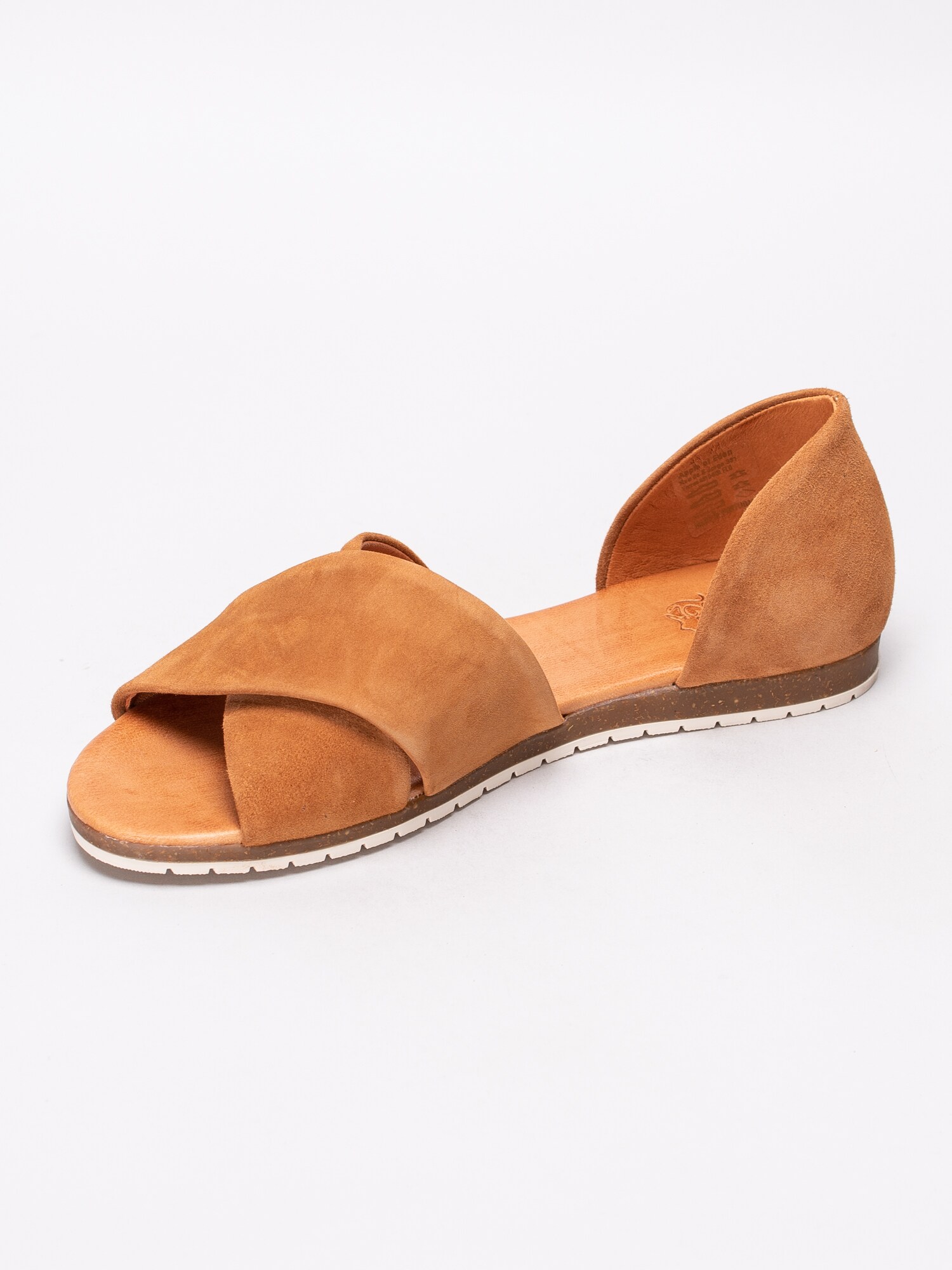 06191019 Apple of Eden Chiusi Cognac bruna ballerinaskor med korsade band-2