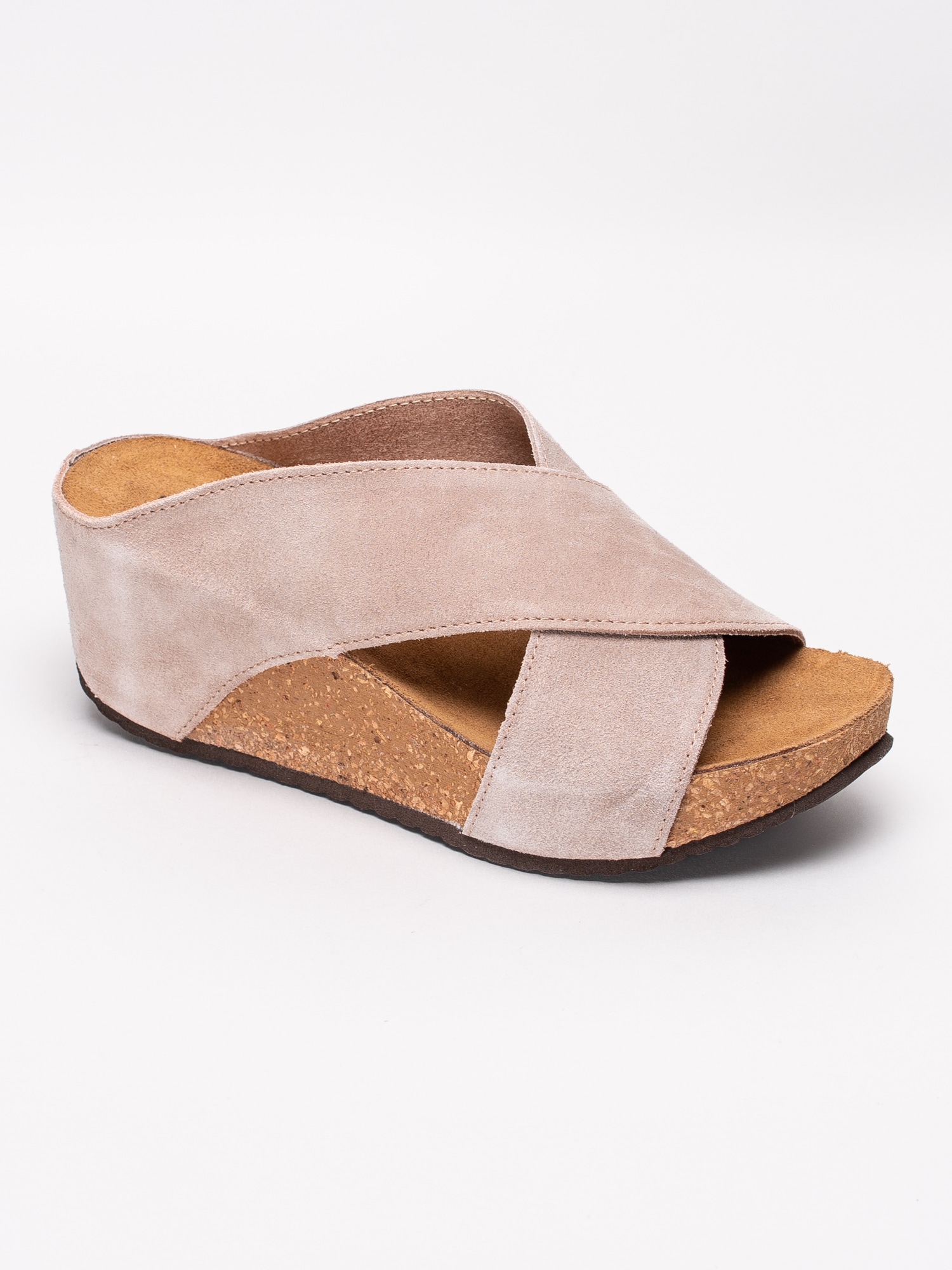 06191023 Copenhagen Shoes Frances 19 CS1799-063 beige slip ins sandaler med korkkil och korslagda band-1