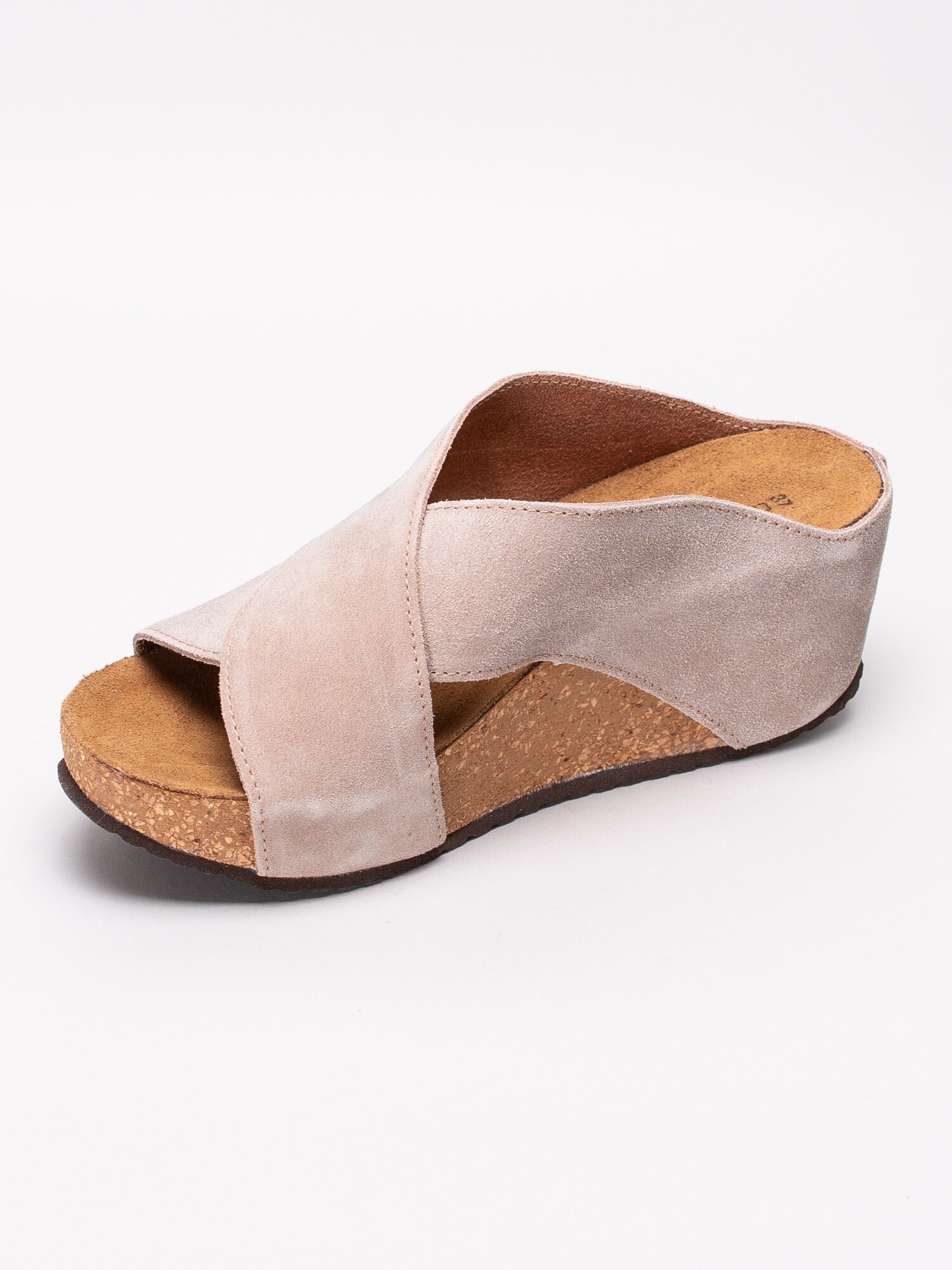 06191023 Copenhagen Shoes Frances 19 CS1799-063 beige slip ins sandaler med korkkil och korslagda band-2