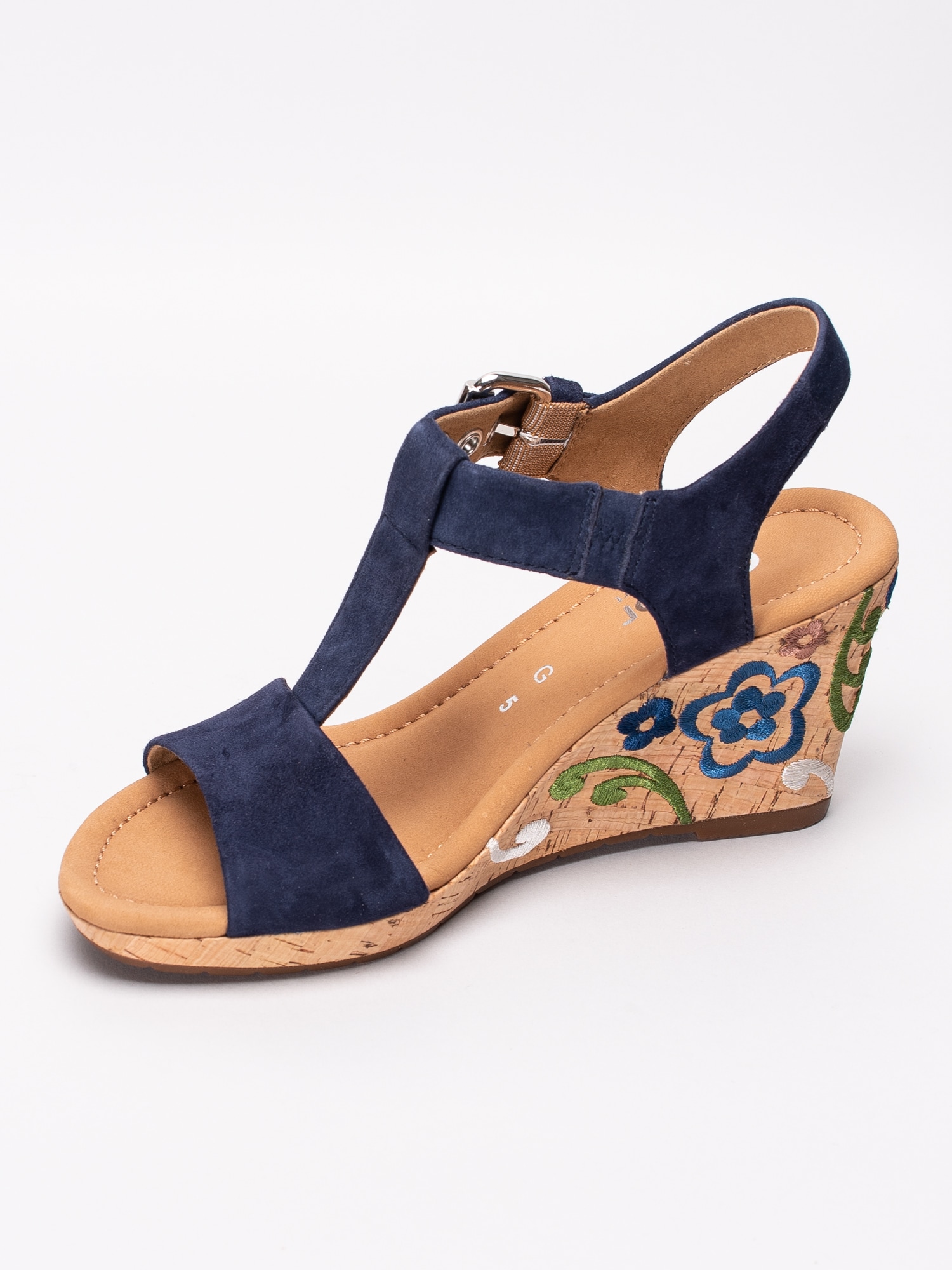 06191043 Gabor 22.824-36 mörkblå kilklackade sandaletter med blommotiv-2