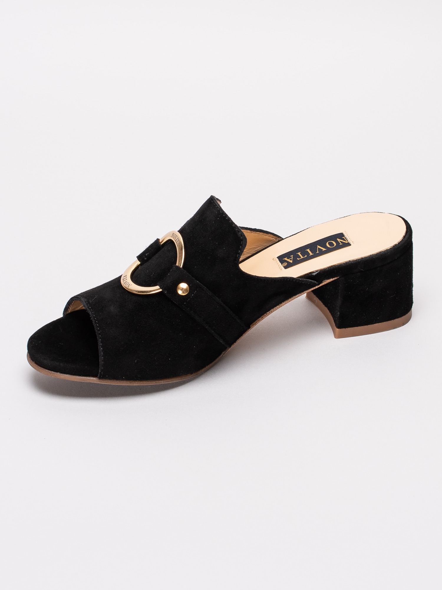 06191048 Novita Livia 1053032 svarta mules med gudlring som detalj-2