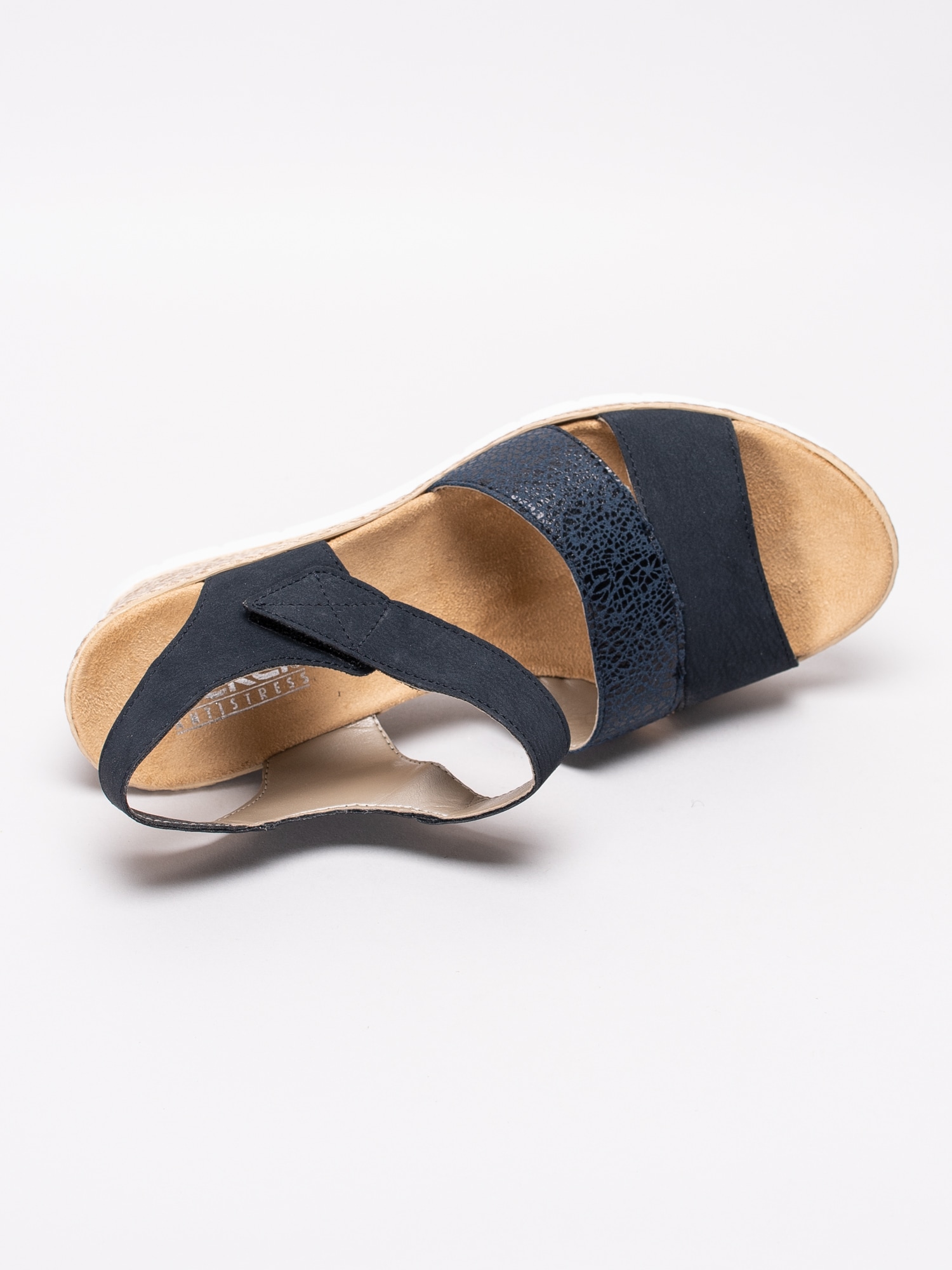 06191064 Rieker 619B5-14 mörkblå kilklackade sandaletter med kardborre-4