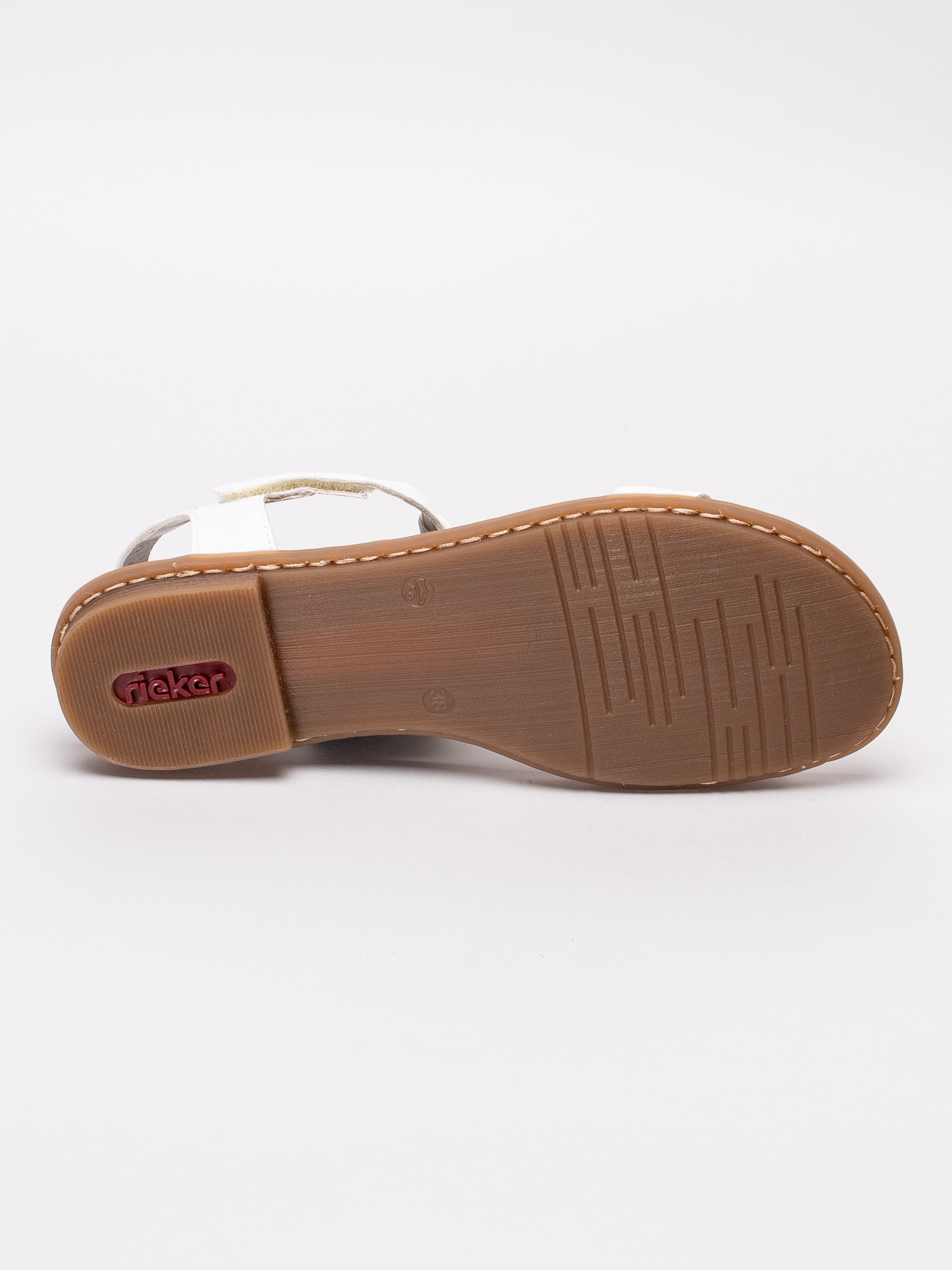 06191076 Rieker 64265-80 vita sandaler med silversmycke längs T-slejf-5
