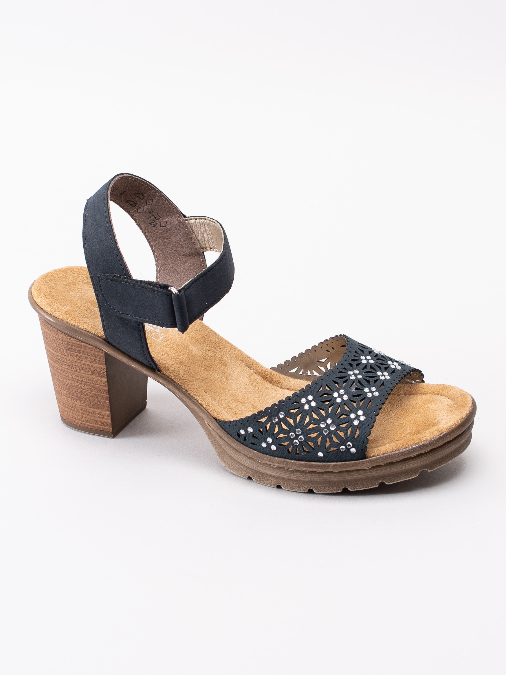 06191085 Rieker V1570-14 mörkblå sandaletter med strasstenar-1