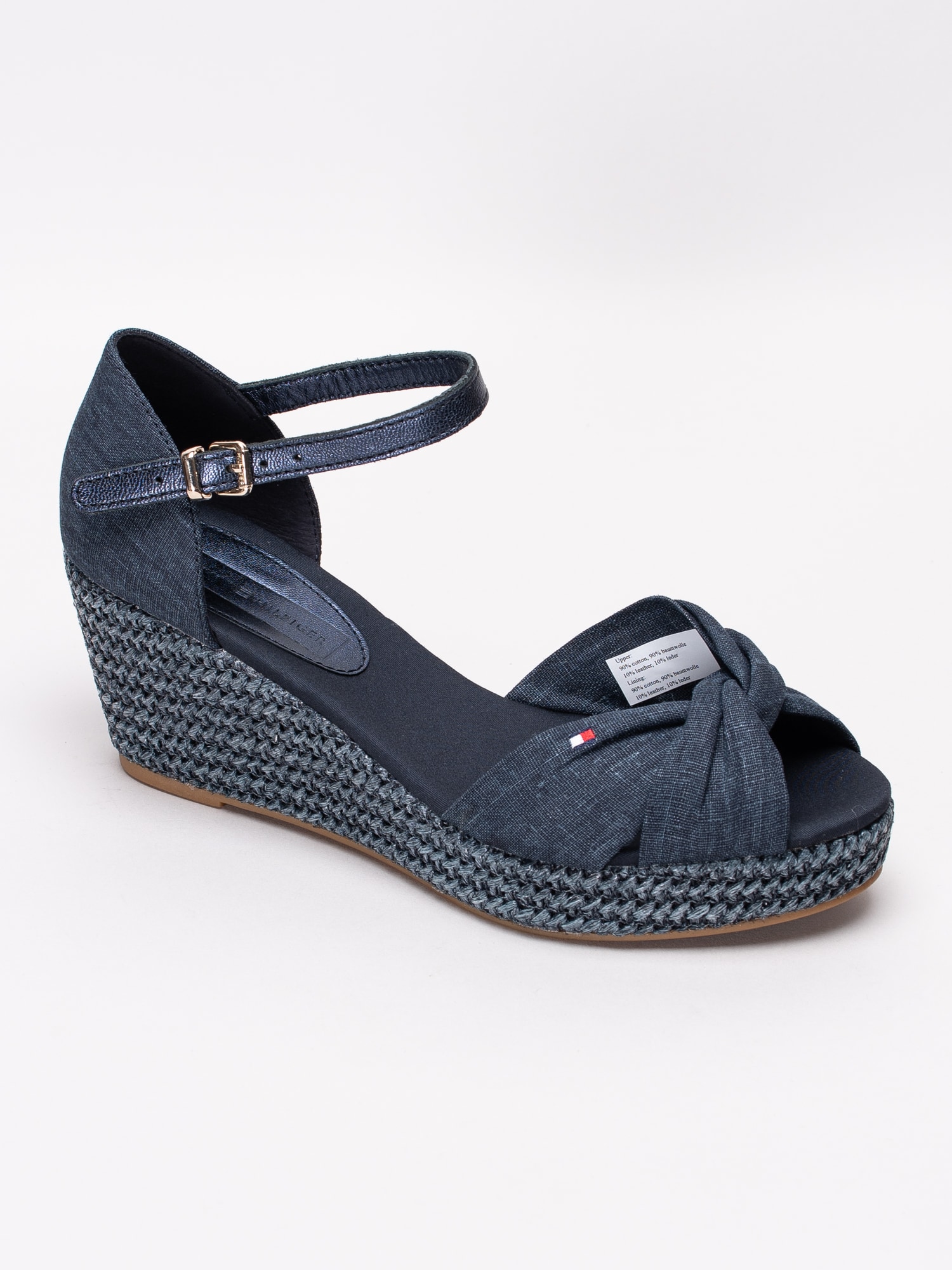 06191097 Tommy Hilfiger Iconic Elba FW0FW04079-403 mörkblå espadrillos med kilklack med skimrande vristrem-1