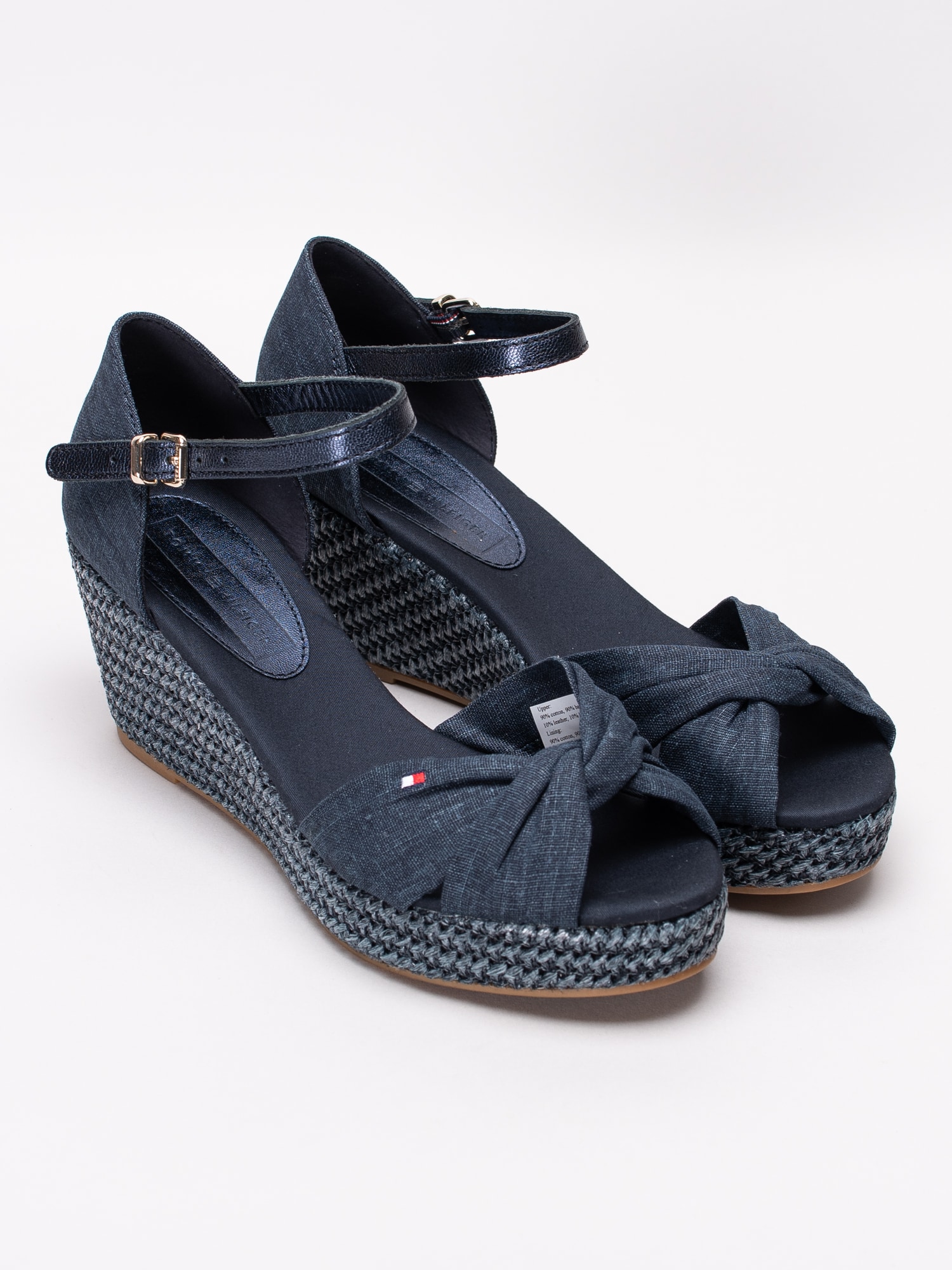 06191097 Tommy Hilfiger Iconic Elba FW0FW04079-403 mörkblå espadrillos med kilklack med skimrande vristrem-3