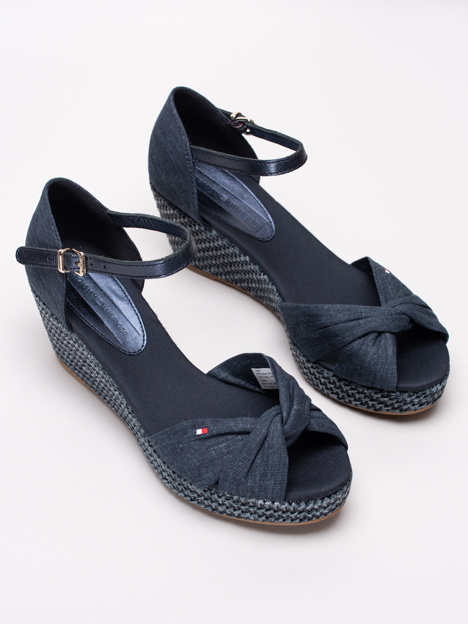 06191097 Tommy Hilfiger Iconic Elba FW0FW04079-403 mörkblå espadrillos med kilklack med skimrande vristrem-6