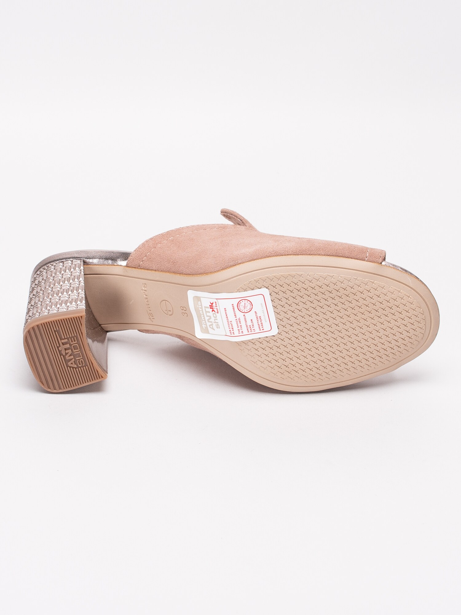 06191118 Tamaris 1-27255-22-558 rosa slip ins sandaletter med strukturerad metallisk klossklack-5