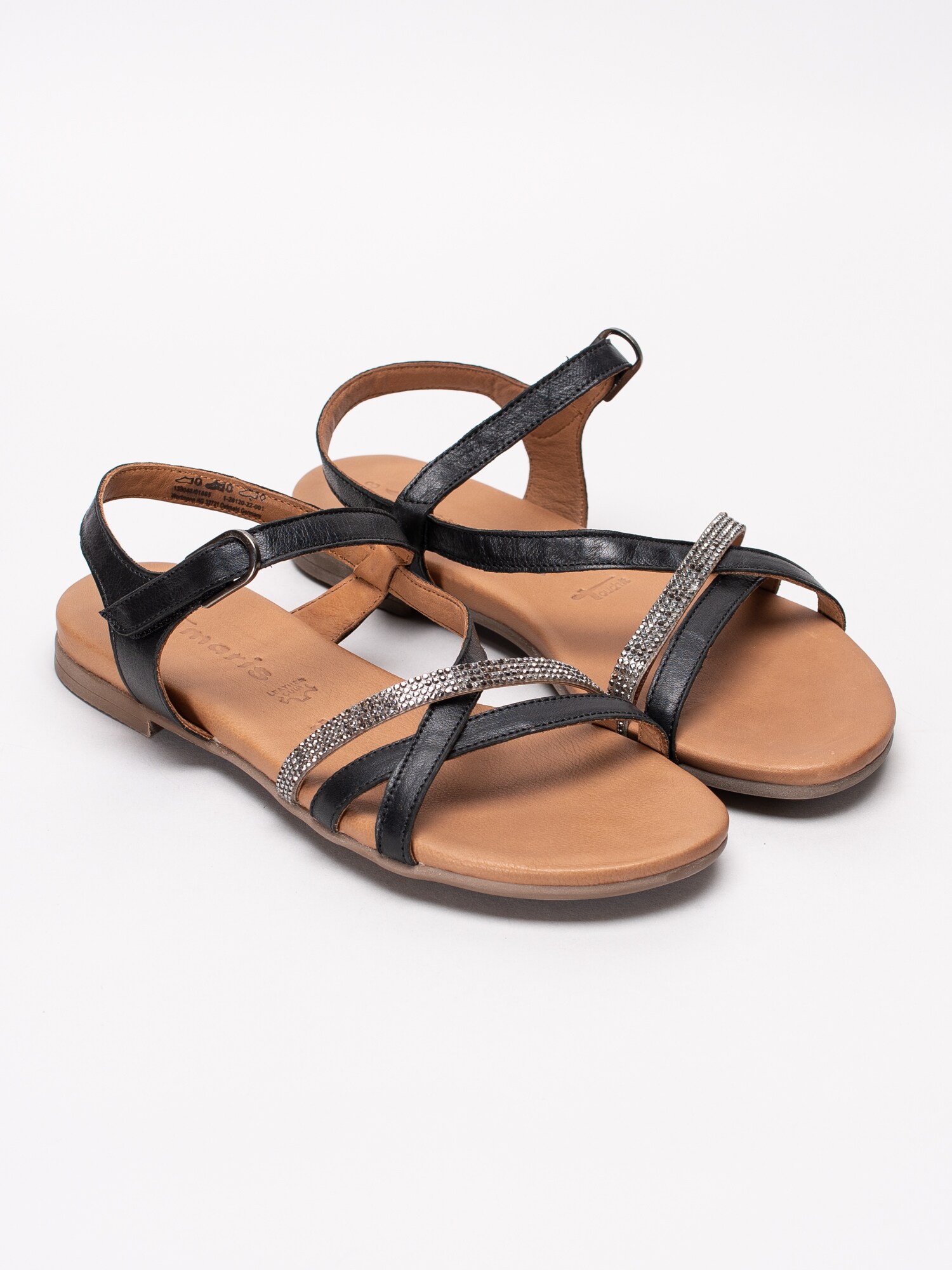 06191119 Tamaris 1-28120-22-001 svarta sandaler med strassband-3