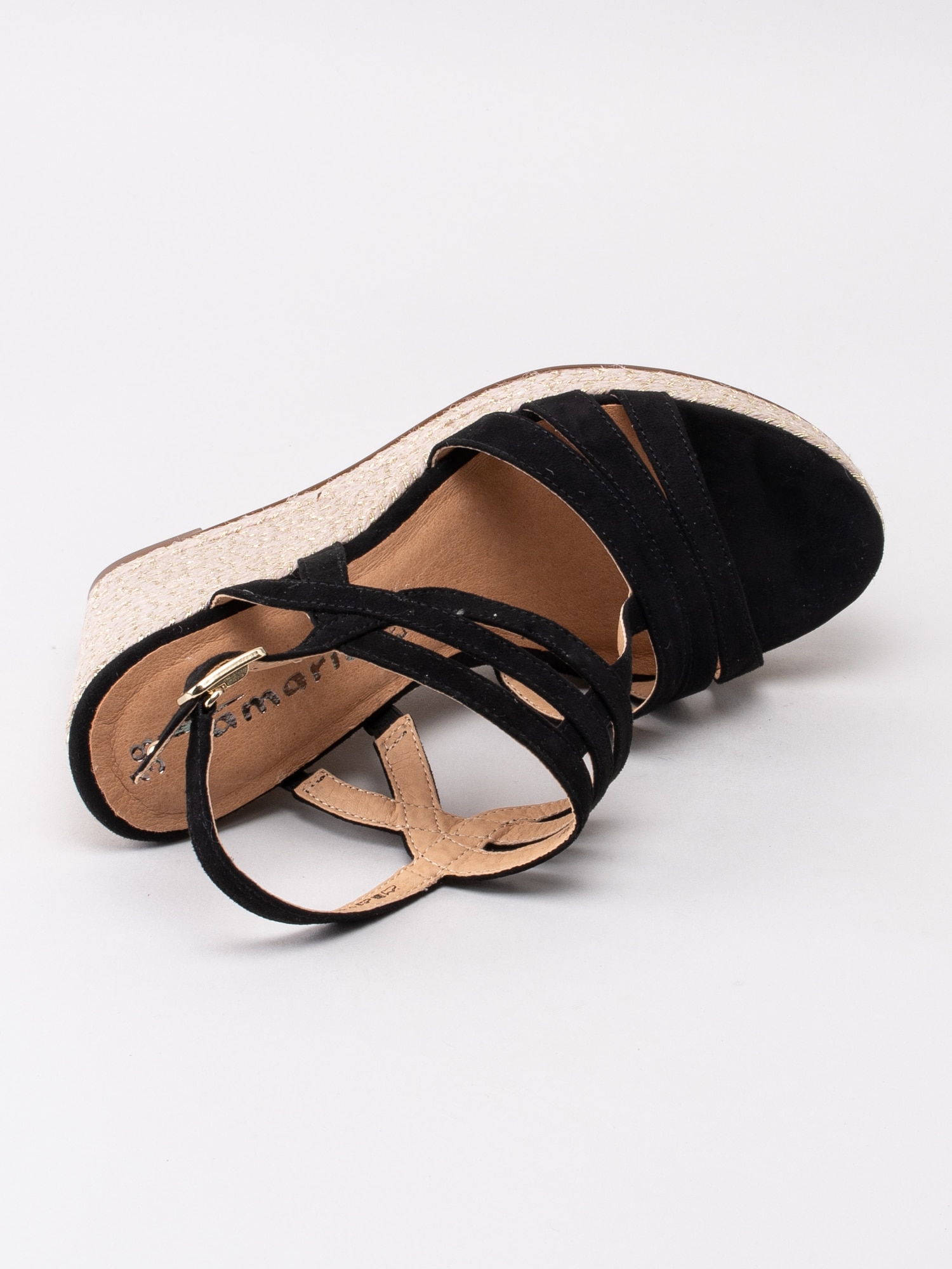 06191126 Tamaris 1-28372-22-001 svarta kilklackade sandaletter med glittrig repklack-4