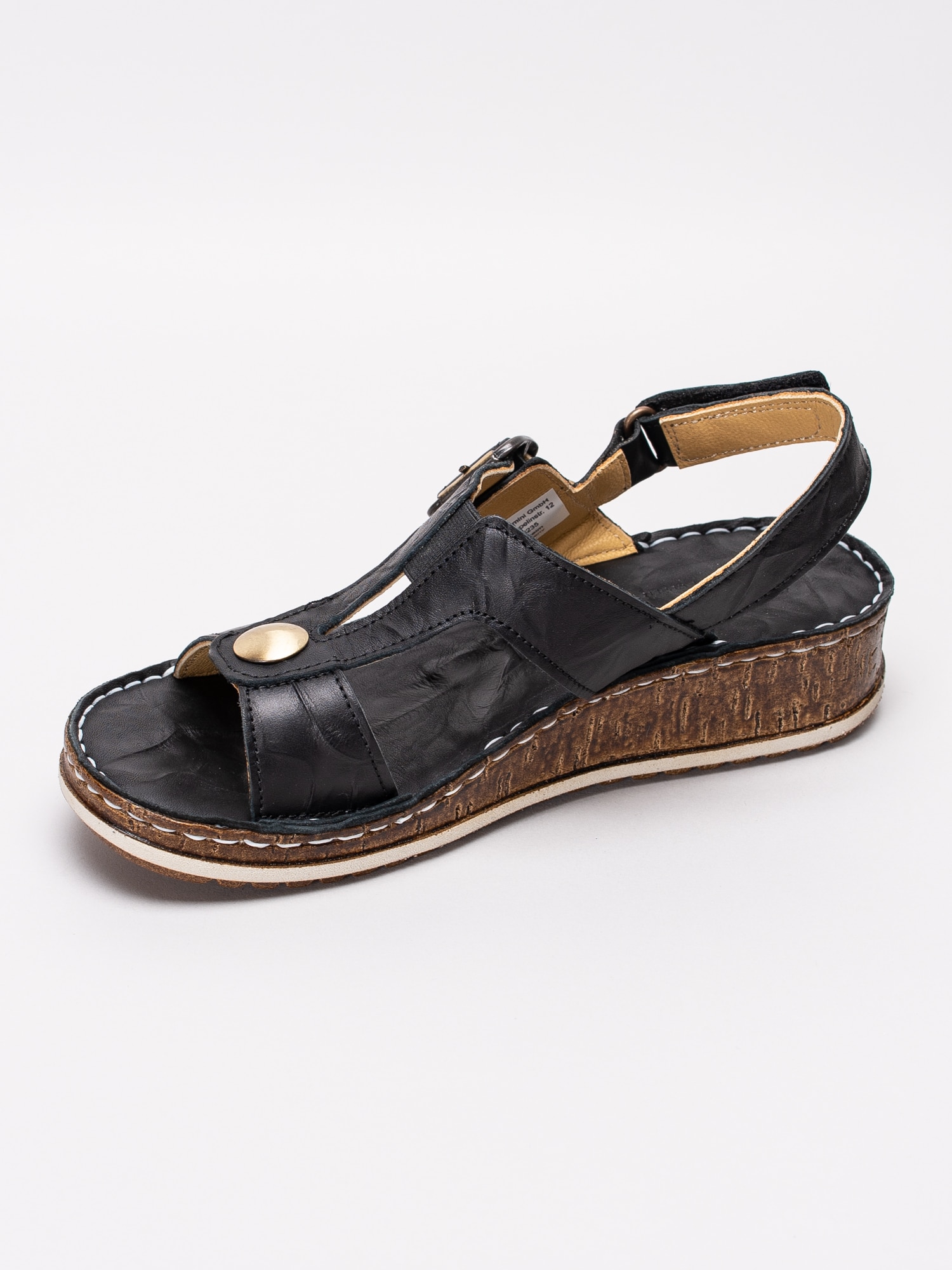 06191147 Charlotte 881-1359-101 svarta kilklackade sandaler med T-slejf och guldnit-2