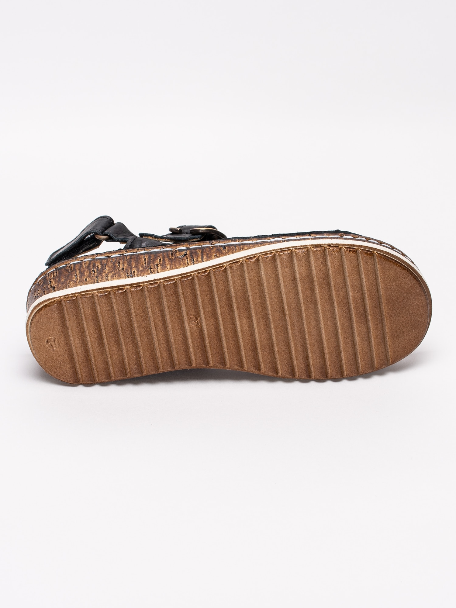 06191147 Charlotte 881-1359-101 svarta kilklackade sandaler med T-slejf och guldnit-5