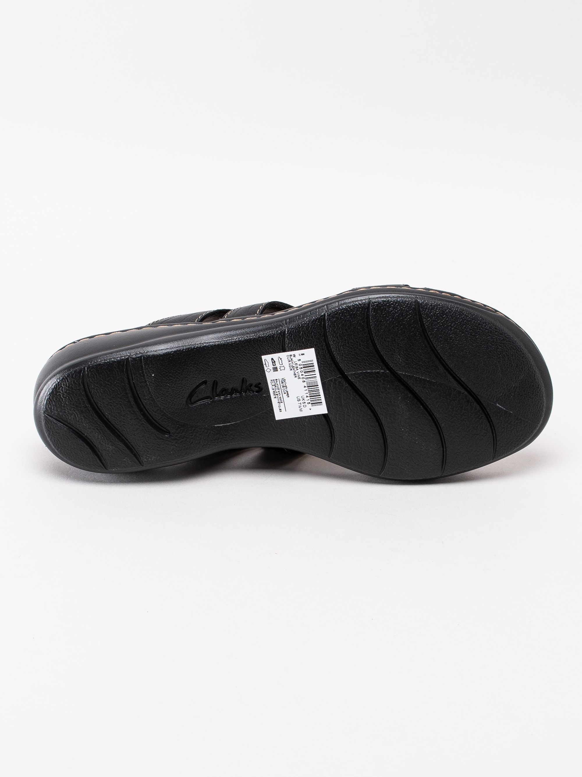 06191155 Clarks Leisa Vine 26134113 svarta sandaler med bruna sömmar-5