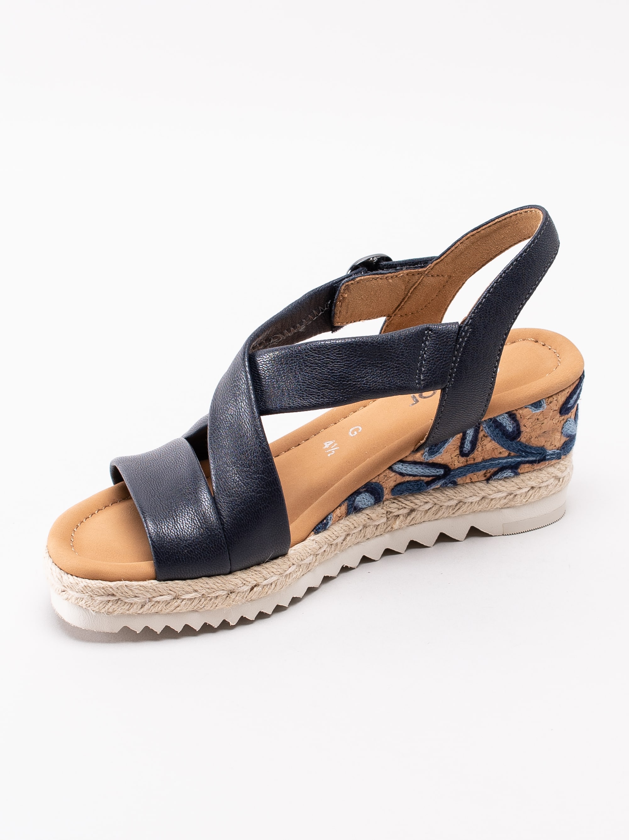 06191161 Gabor 22.831-56 mörkblå sandaletter med mönstrad korkklack-2