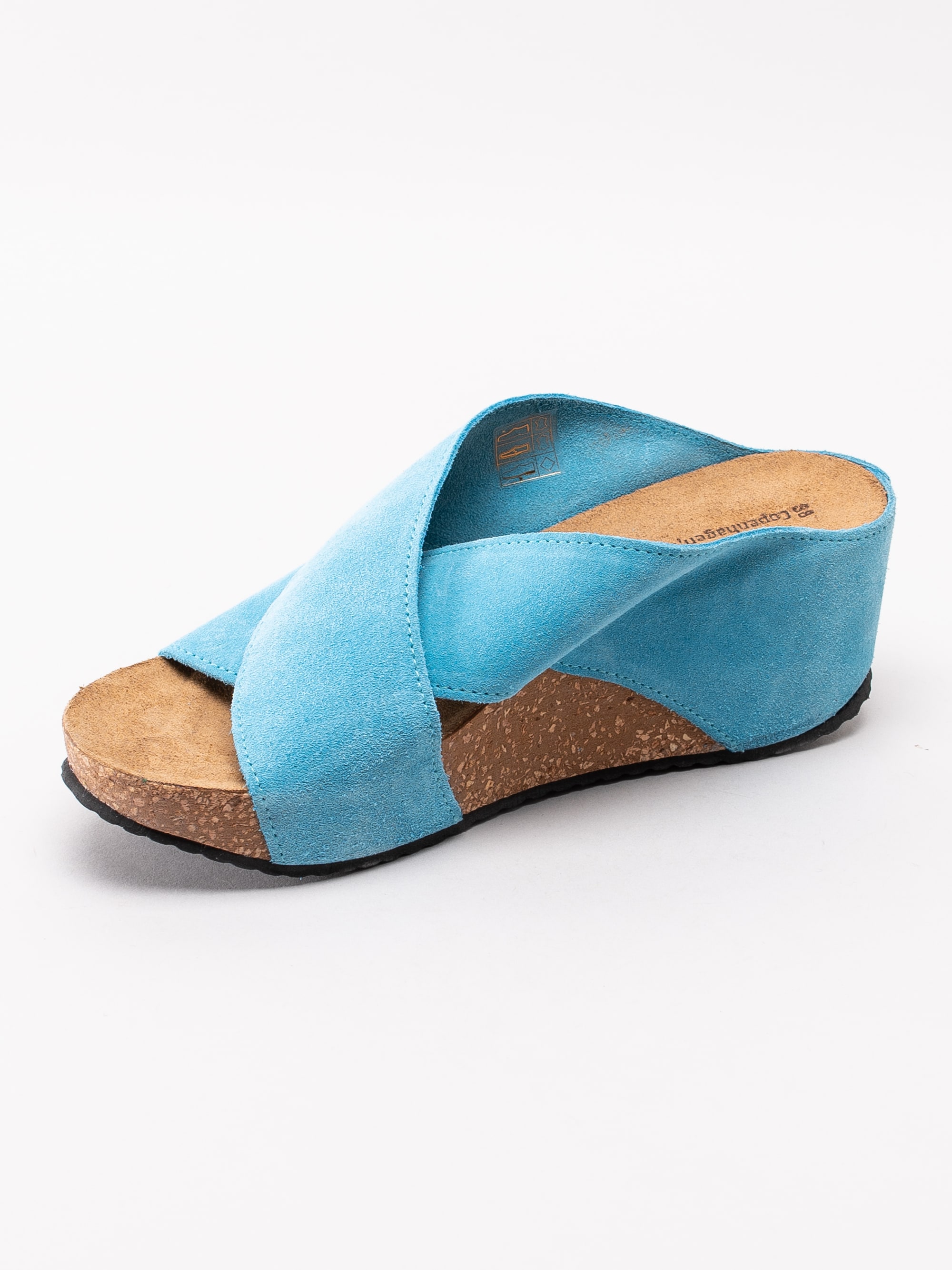 06191162 Copenhagen Shoes Frances Jeans Blue ljusblå slip in sandaler med korkkil-2