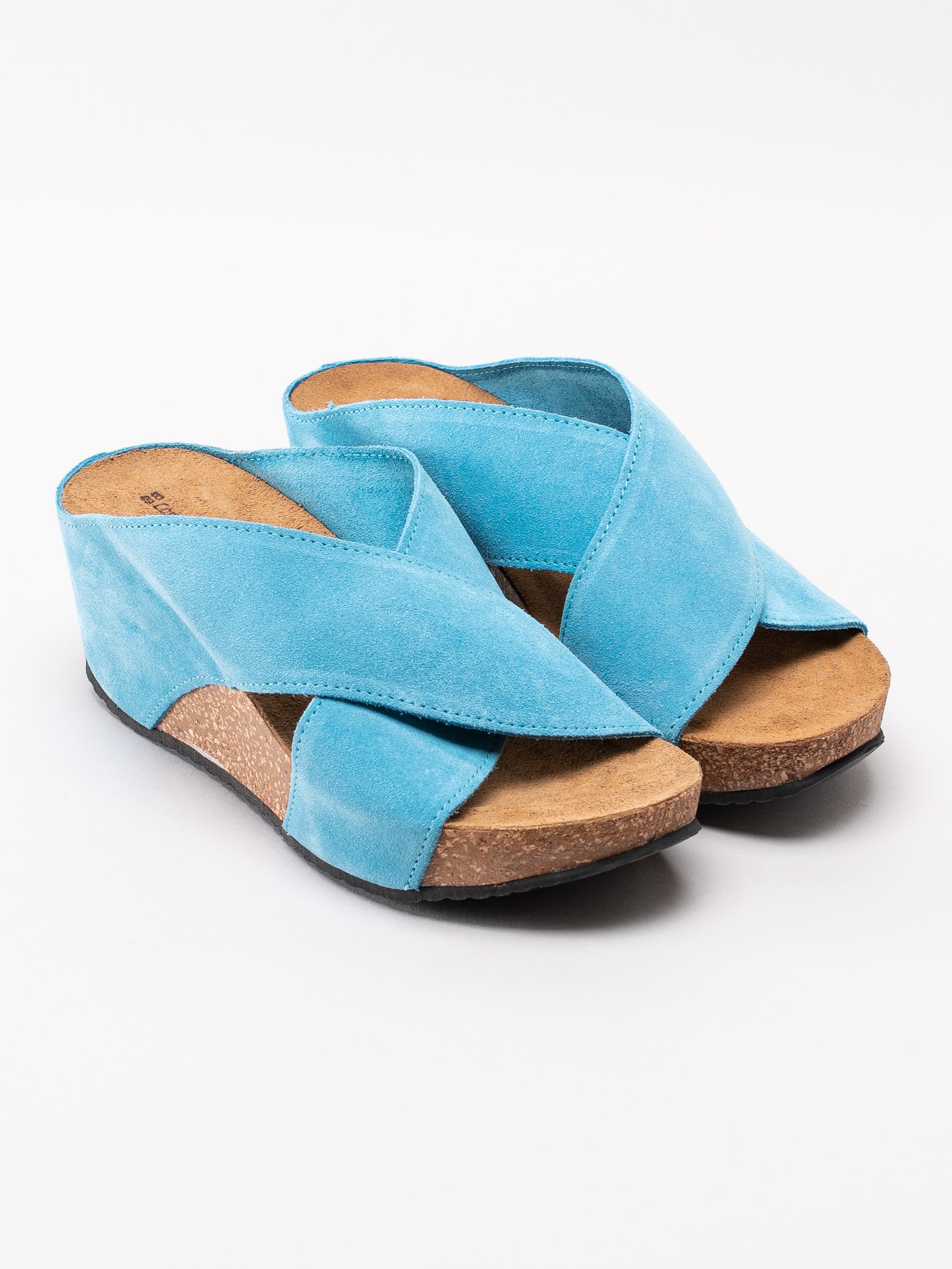 06191162 Copenhagen Shoes Frances Jeans Blue ljusblå slip in sandaler med korkkil-3