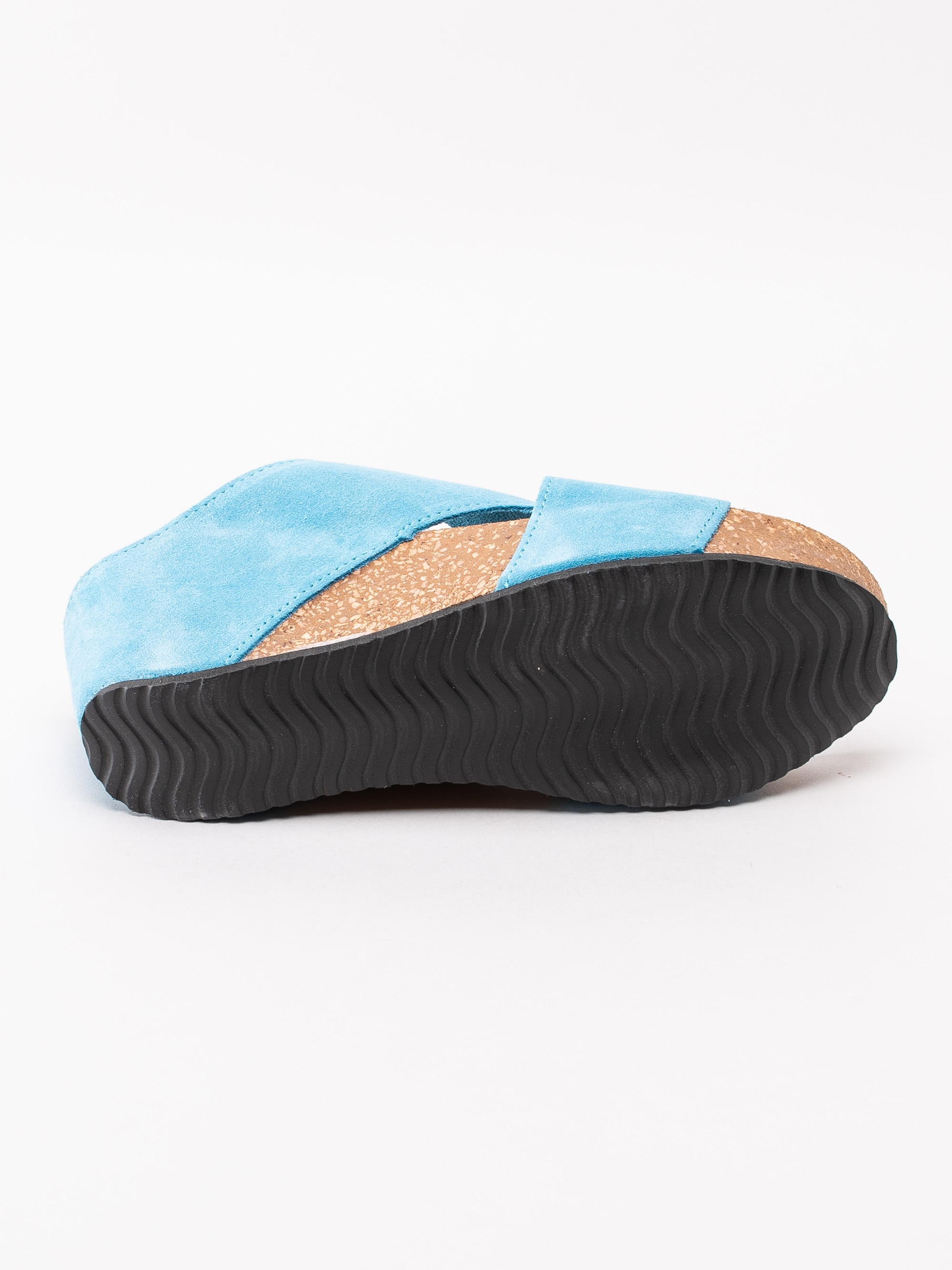 06191162 Copenhagen Shoes Frances Jeans Blue ljusblå slip in sandaler med korkkil-5