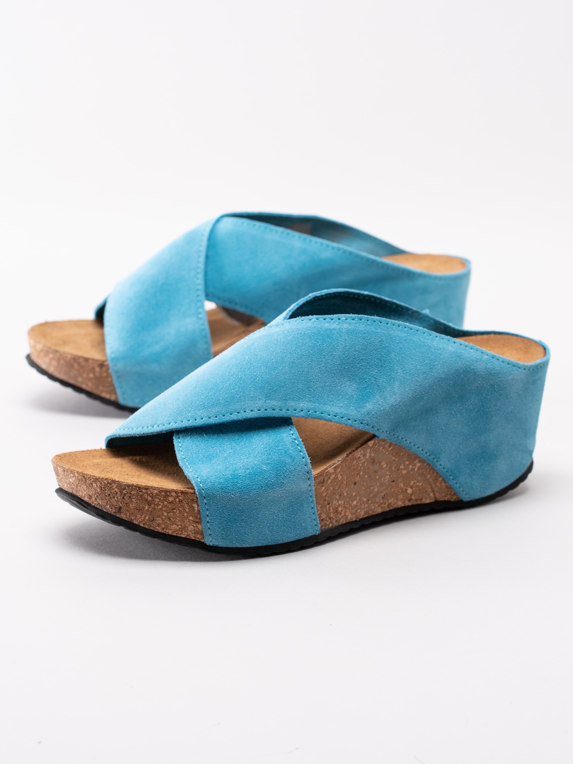 06191162 Copenhagen Shoes Frances Jeans Blue ljusblå slip in sandaler med korkkil-6