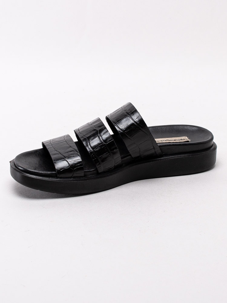 06201023 Copenhagen Shoes Maggie CS2065-103 Svarta ormskinnsmönstrade slip in sandaler-2