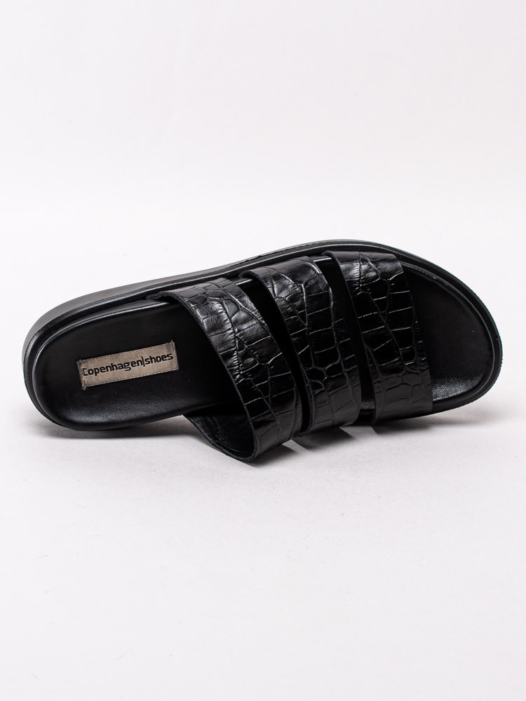 06201023 Copenhagen Shoes Maggie CS2065-103 Svarta ormskinnsmönstrade slip in sandaler-4