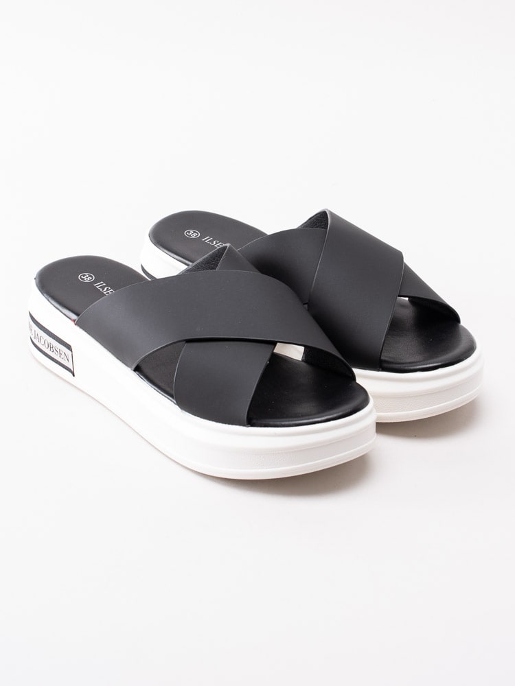 06201045 Ilse Jacobsen Daisy Black Svarta slip in sandaler med korslagda band-3