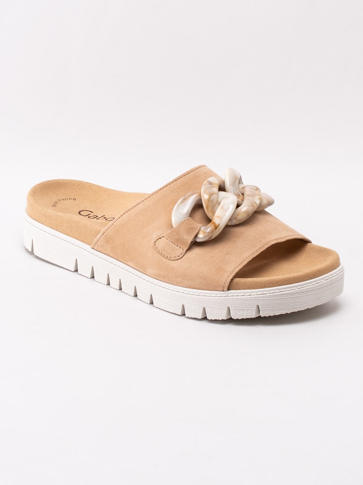 06201051 Gabor 43.743-12 Beige slip in sandaler med beige melerad kedja-1
