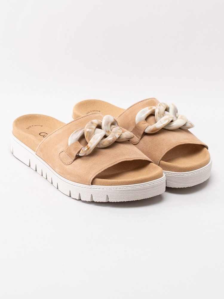 06201051 Gabor 43.743-12 Beige slip in sandaler med beige melerad kedja-3