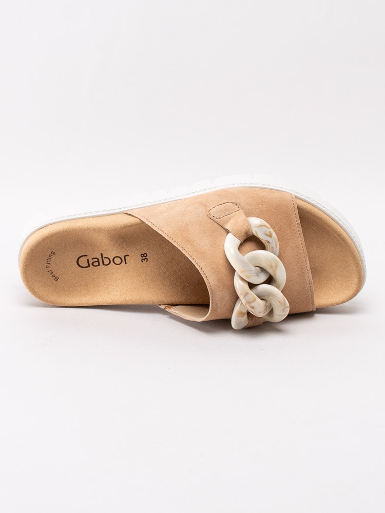 06201051 Gabor 43.743-12 Beige slip in sandaler med beige melerad kedja-4