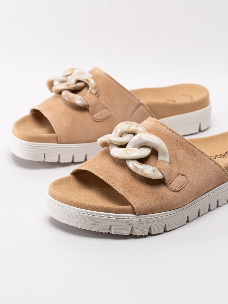 06201051 Gabor 43.743-12 Beige slip in sandaler med beige melerad kedja-7