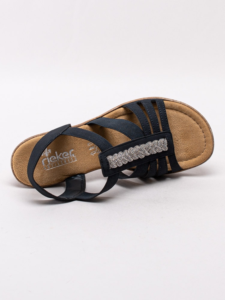 06201074 Rieker 69739-15 Mörkblå sandaletter med flätad detalj-4